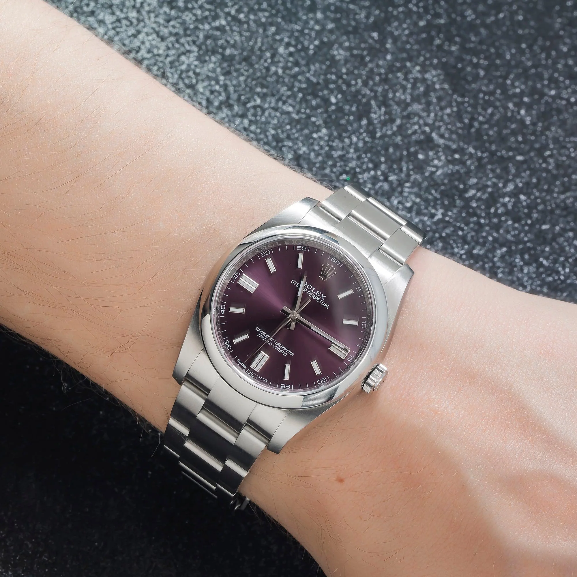Rolex Oyster Perpetual 36MM 116000 Purple Dial Smooth Bezel Stainless Steel Oyster Bracelet - Image 2
