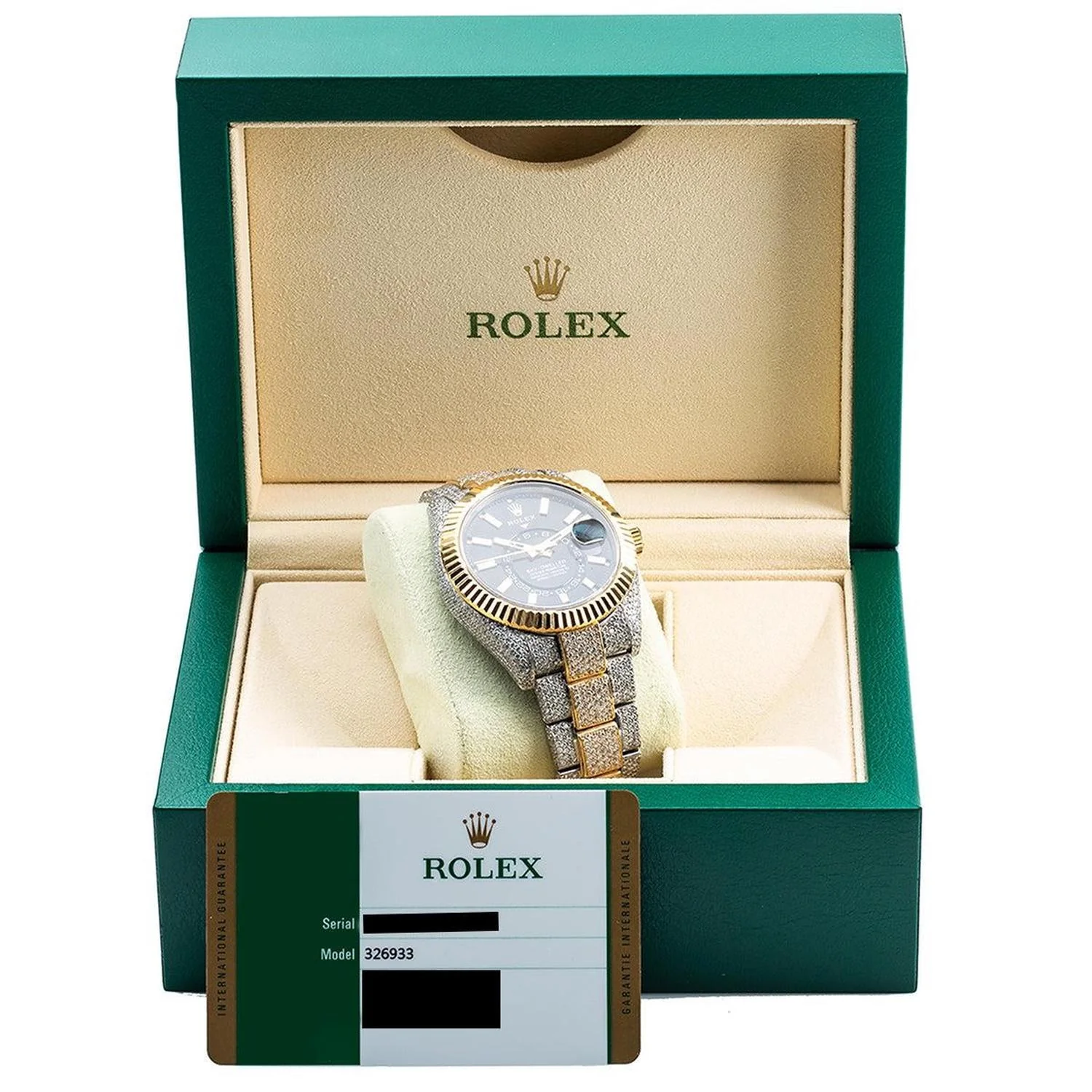 Rolex Sky-Dweller 42MM 326933 Black Dial Fluted Bezel Two Tone Yellow Gold Full Diamond Oyster Bracelet 21.5ct - Image 7