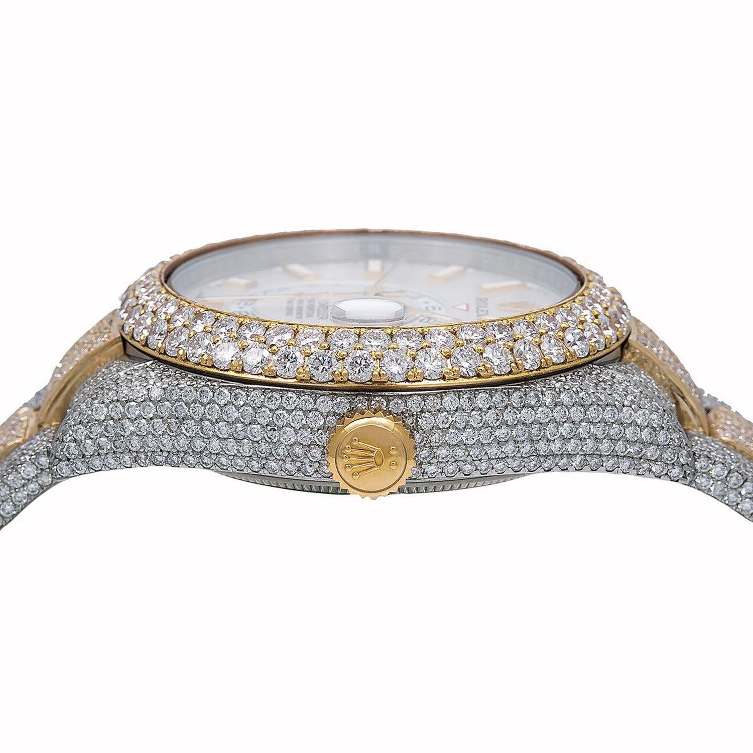 Rolex Sky-Dweller 42MM 326933 White Dial Diamond Bezel Two Tone Yellow Gold Full Diamond Oyster Bracelet - Image 4
