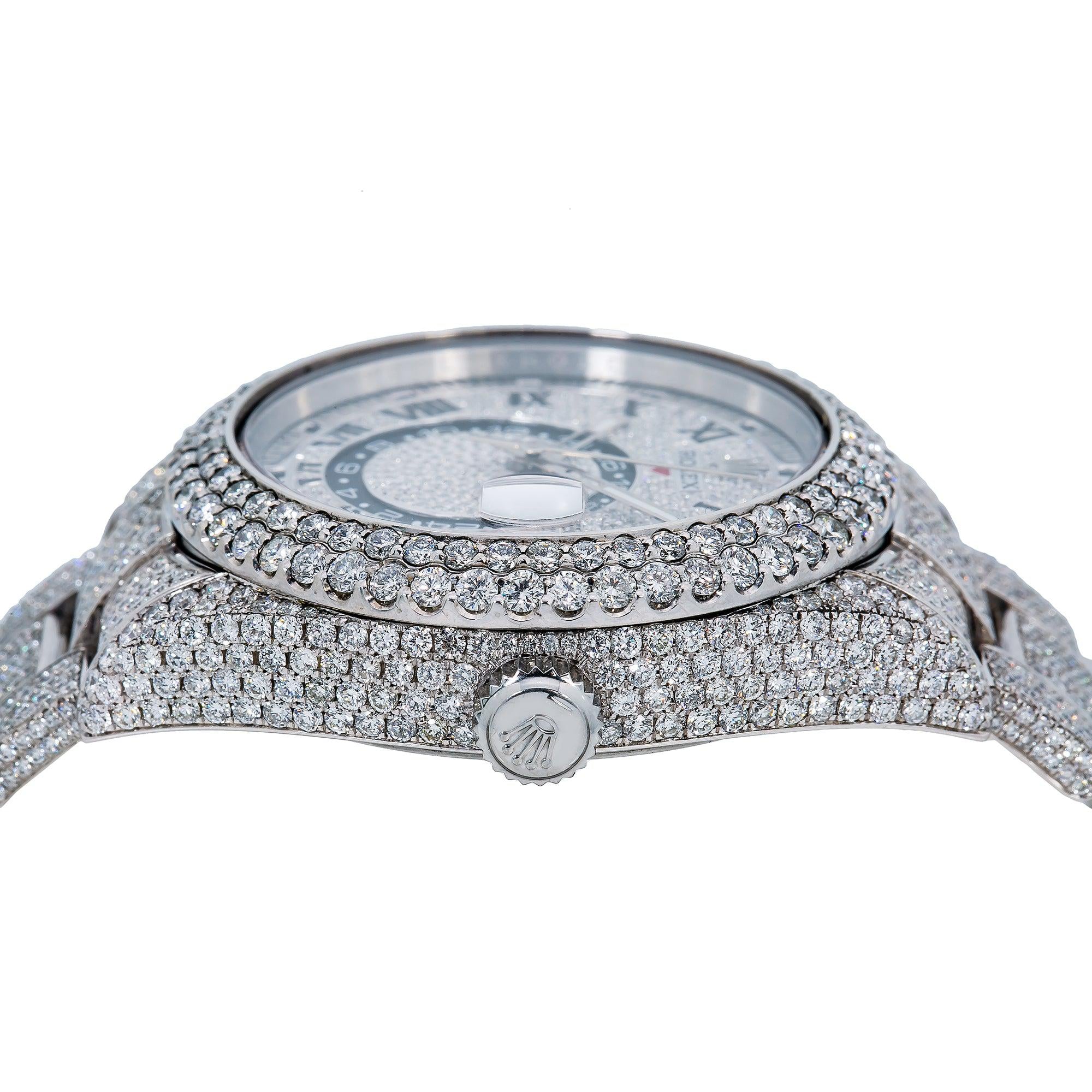 Rolex Sky-Dweller 42MM 326934 Diamond Paved Roman Dial Diamond Bezel Stainless Steel Full Diamond Oyster Bracelet 16.75ct - Image 4