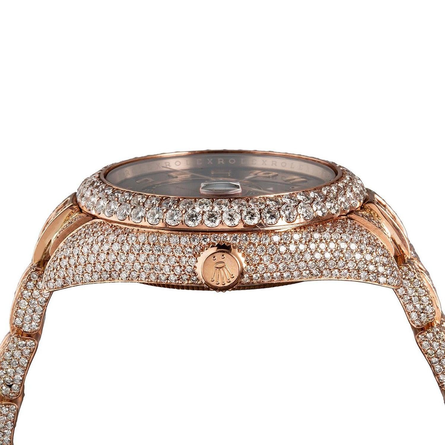 Rolex Sky-Dweller 42MM 326935 Chocolate Arabic Dial Diamond Bezel 18K Rose Gold Full Diamond Oyster Bracelet 28.75ct - Image 3