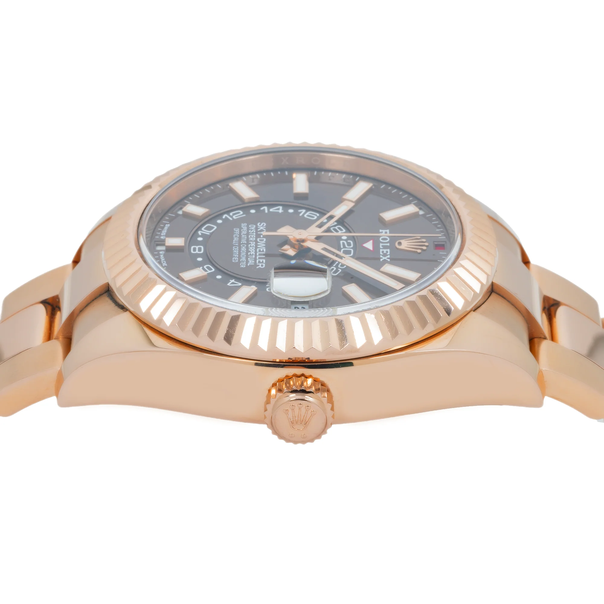 Rolex Sky-Dweller 42MM 326935 Chocolate Dial Fluted Bezel 18K Rose Gold Oyster Bracelet - Image 4