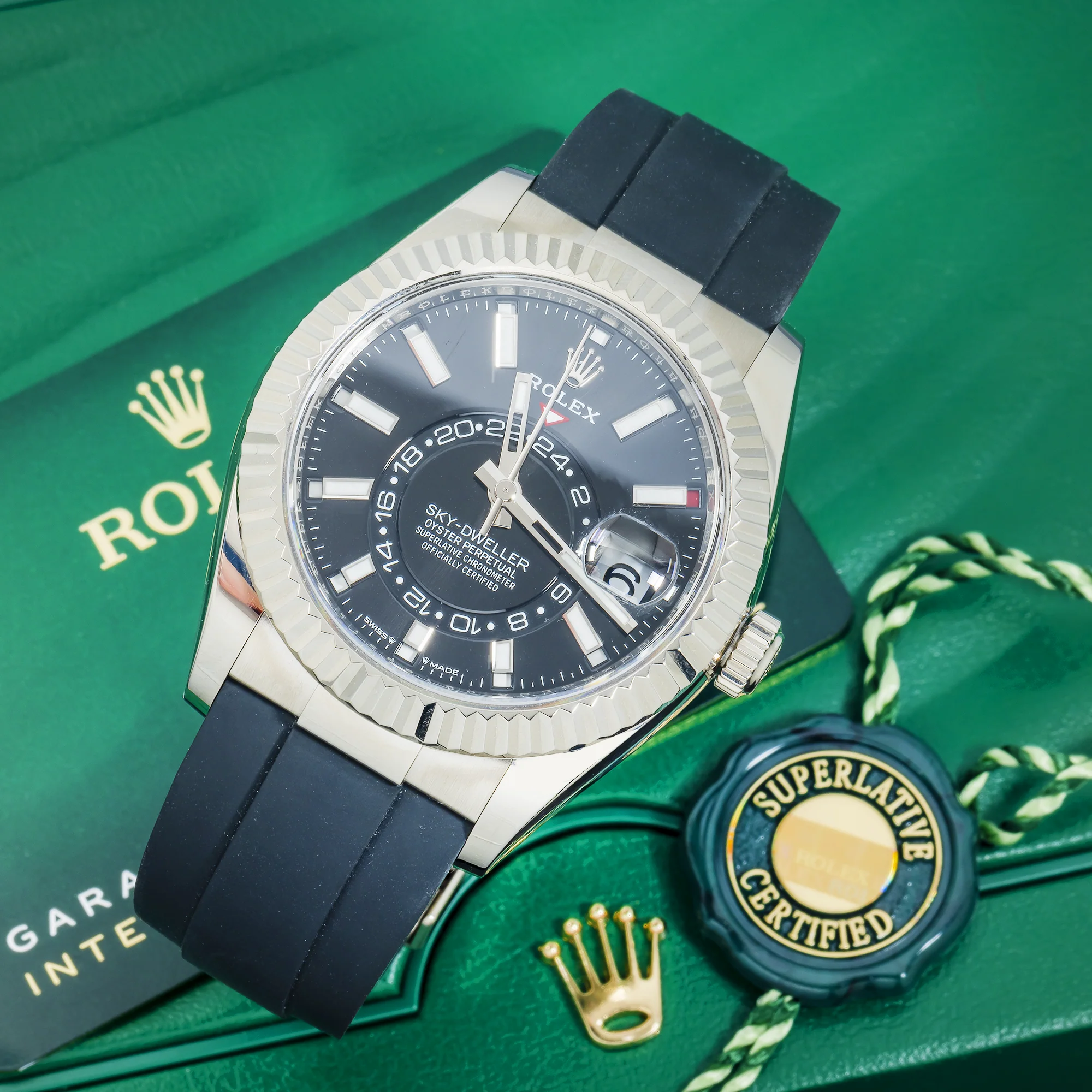 Rolex Sky-Dweller 42MM 336239 Black Dial Fluted Bezel Black Oysterflex Strap - Image 6