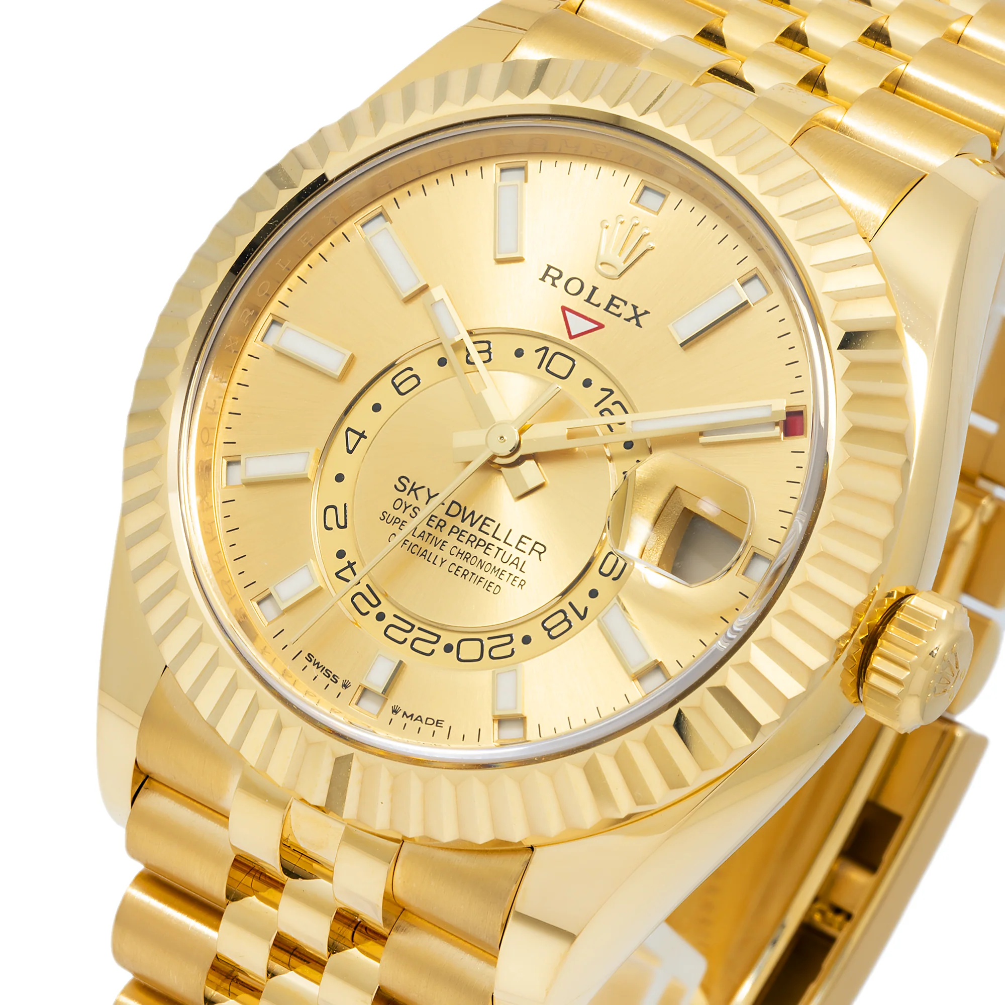 Rolex Sky-Dweller 42MM 336938 Champagne Dial Fluted Bezel 18K Yellow Gold Jubilee Bracelet - Image 3