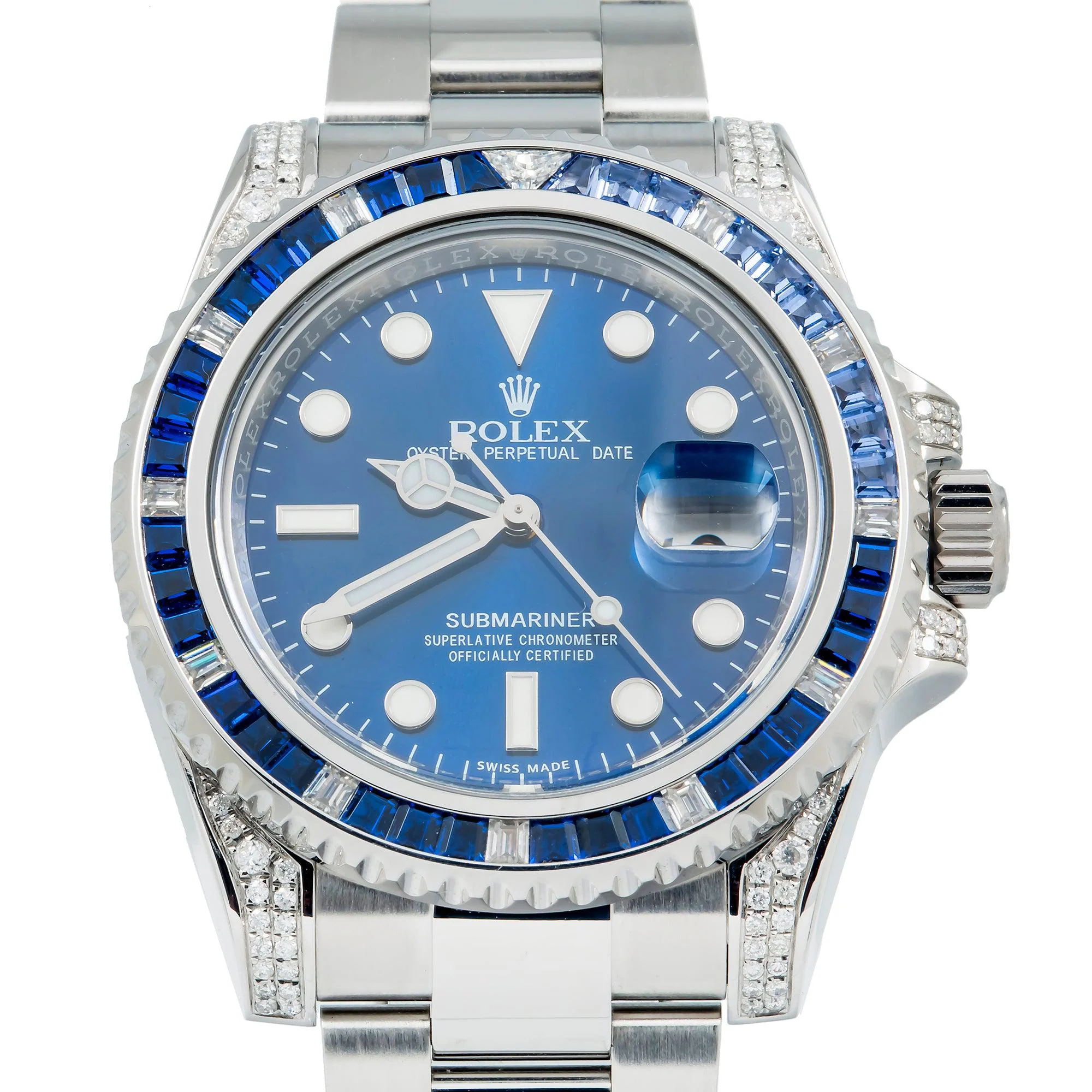 Rolex Submariner Date 40MM 116610LN Blue Dial Blue Gemstone & Diamond Bezel Stainless Steel Oyster Bracelet - Image 3
