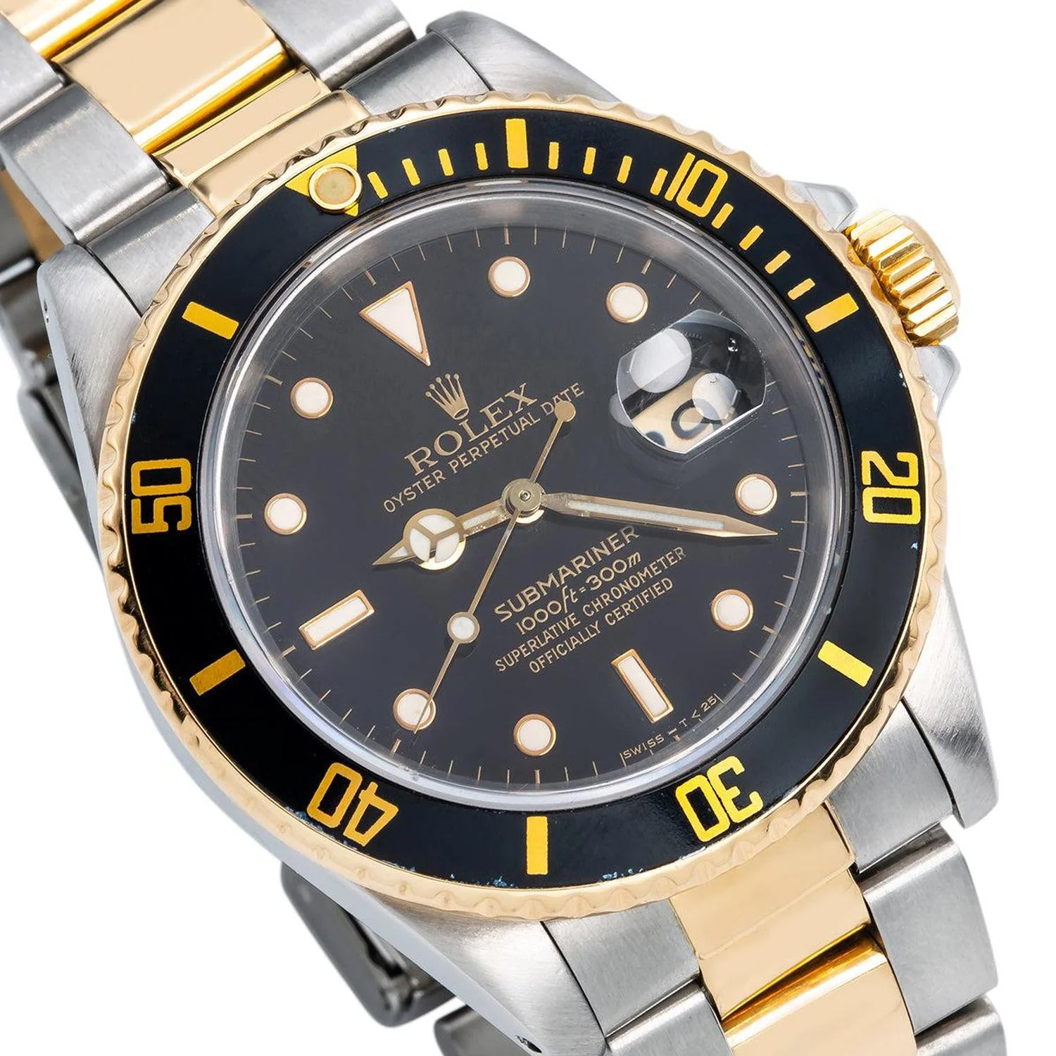 Rolex Submariner Date 40MM 16613 Black Dial Black Ceramic Bezel Two Tone Yellow Gold Oyster Bracelet - Image 3