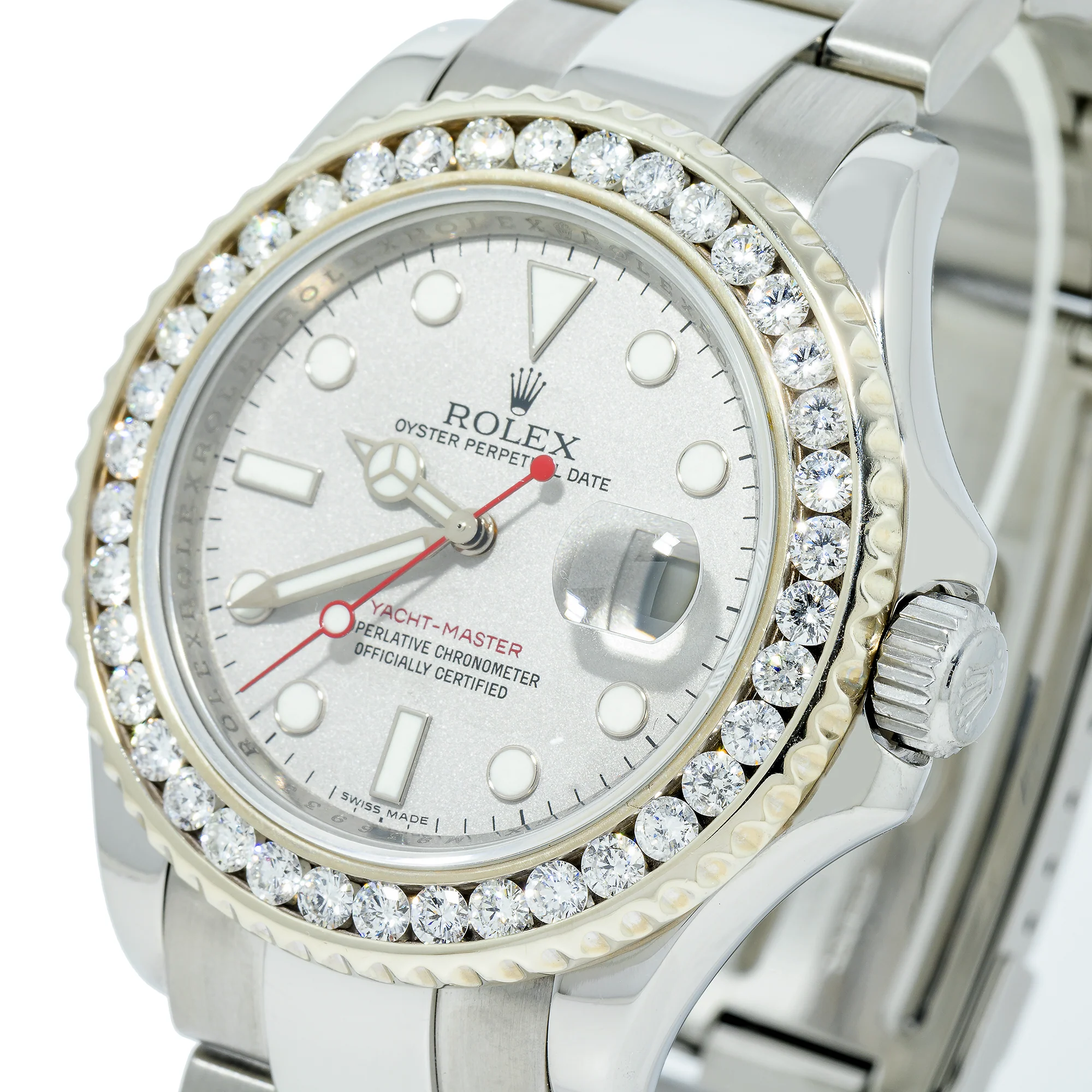 Rolex Yacht-Master 40MM 16622 Rolesium Platinum Dial Diamond Bezel Stainless Steel Oyster Bracelet - Image 3