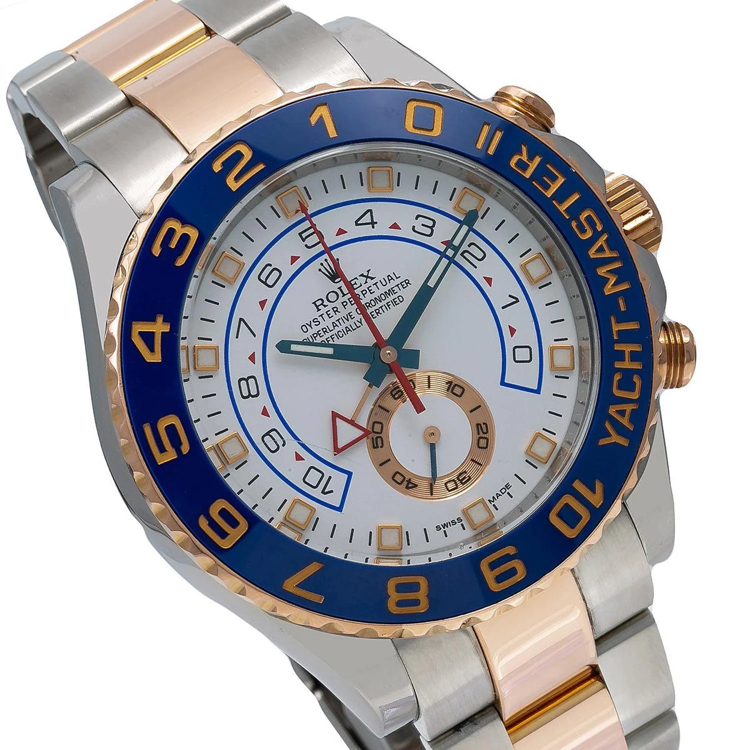 Rolex Yacht-Master II 44MM 116681 White Dial Blue Ceramic Bezel Two Tone Rose Gold Oyster Bracelet - Image 3
