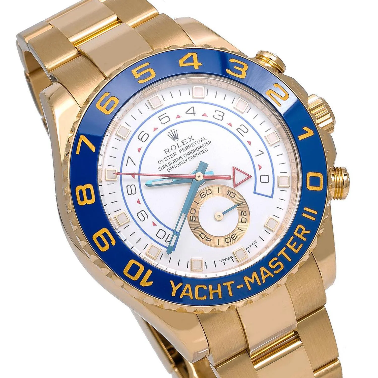 Rolex Yacht-Master II 44MM 116688 White Dial Blue Ceramic Bezel 18K Yellow Gold Oyster Bracelet - Image 3