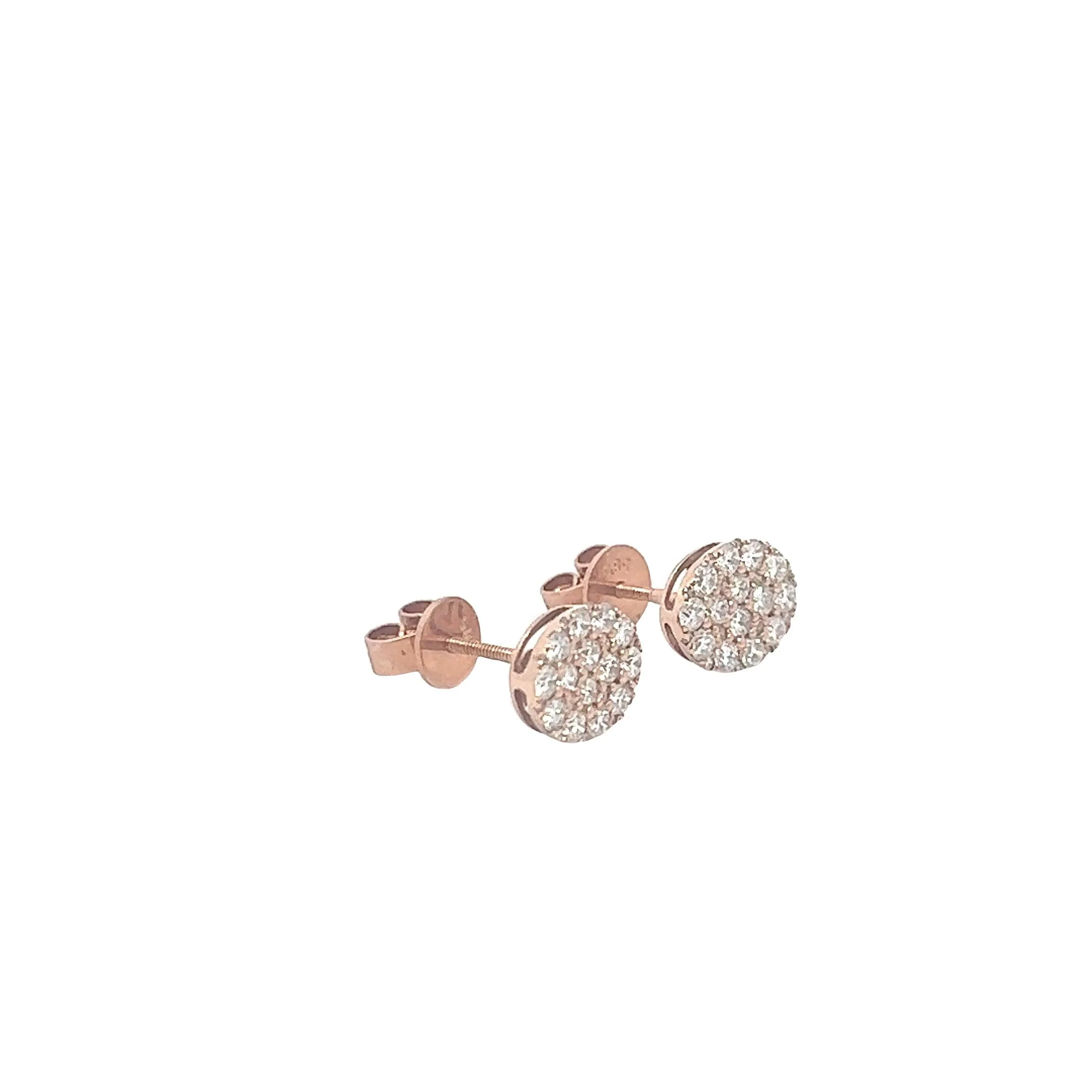 14K GOLD DIAMOND OVAL DIAMOND CLUSTER EARRINGS 1.00 CT - Image 2