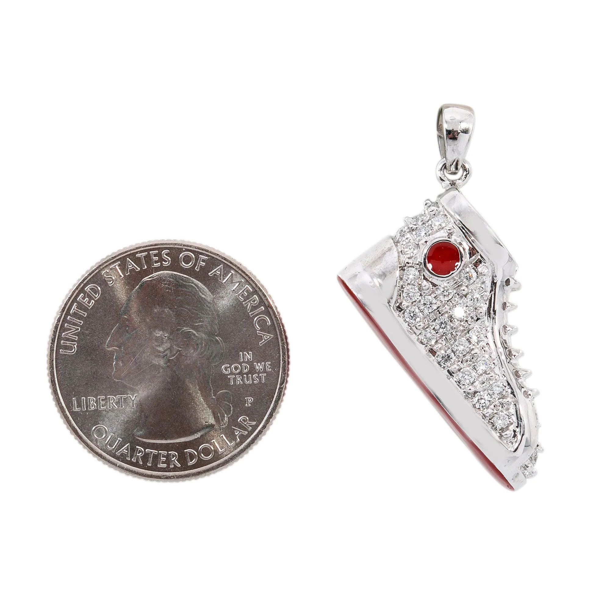Shoe Women's Pendant with diamonds in 14K White Gold - Image 2