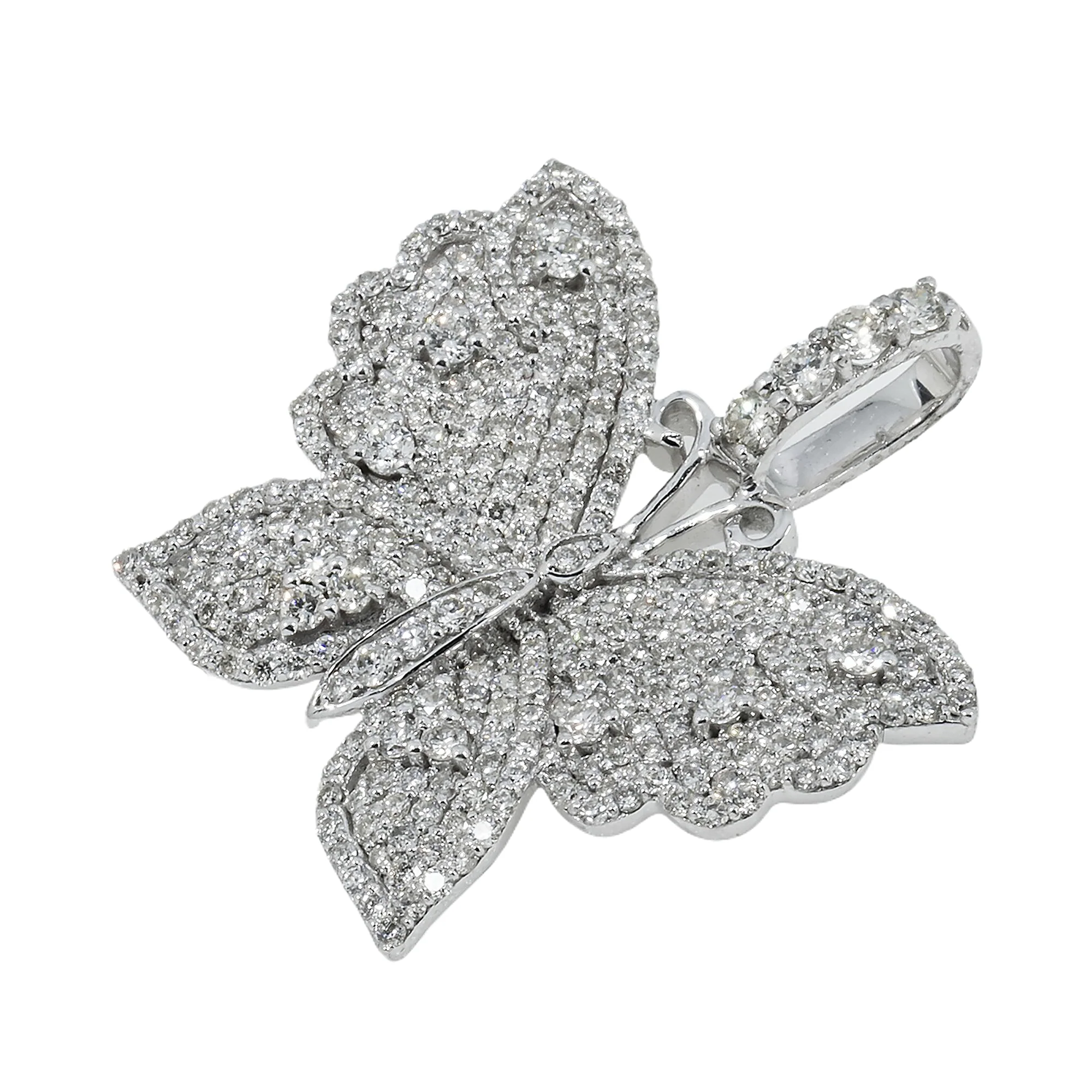 10K GOLD DIAMOND BUTTERFLY PENDANT 1.80 CT - Image 3