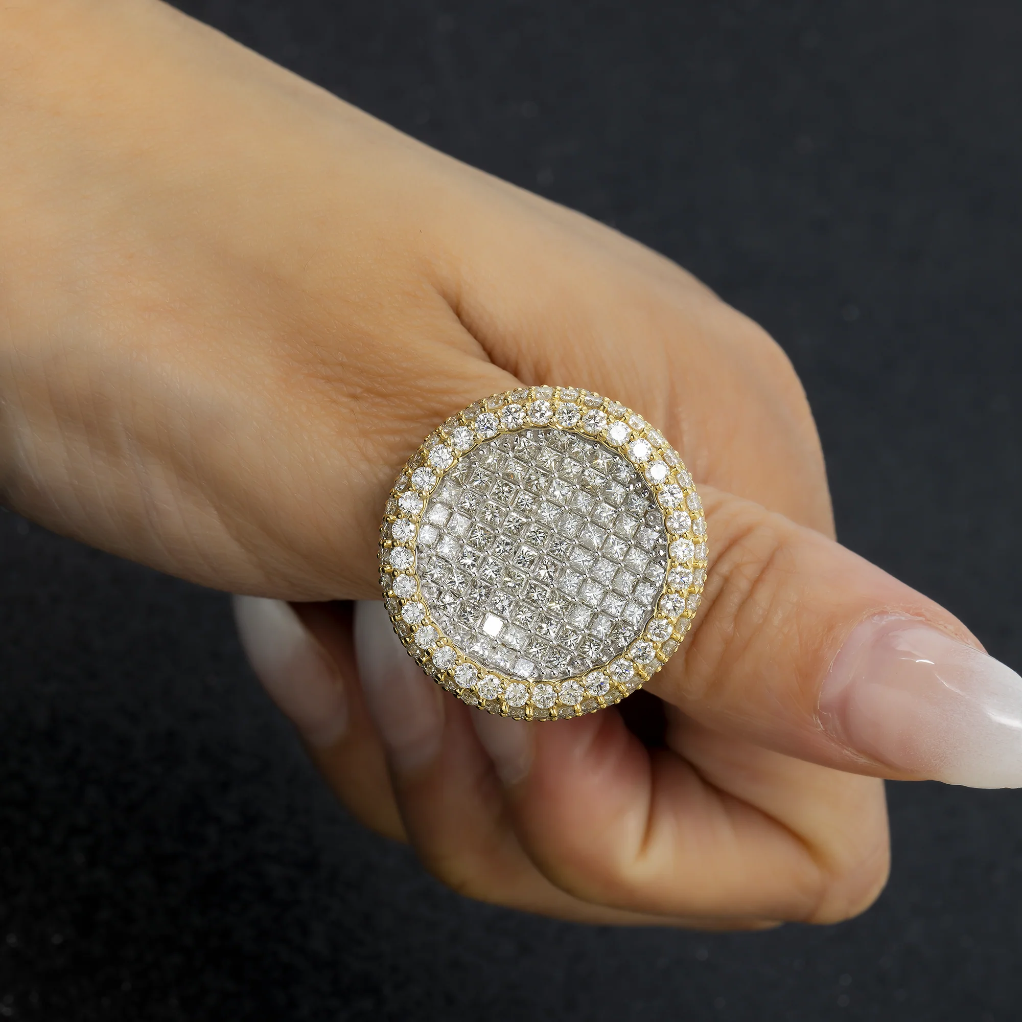 10K GOLD ROUND DIAMOND STATEMENT RING 13.09 CT - Image 2