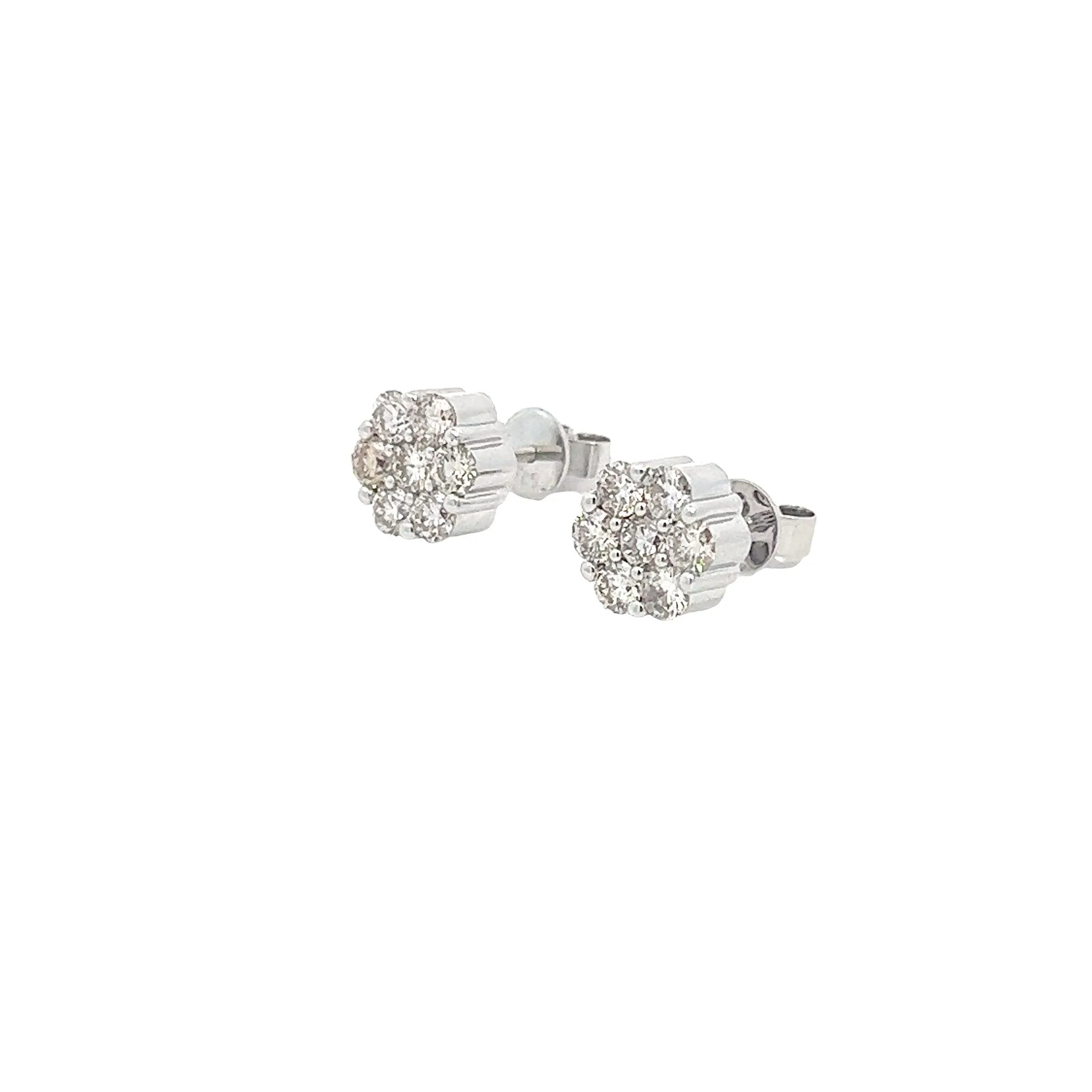 14K GOLD DIAMOND 7-STONE FLOWER EARRINGS 1.60 CT - Image 3