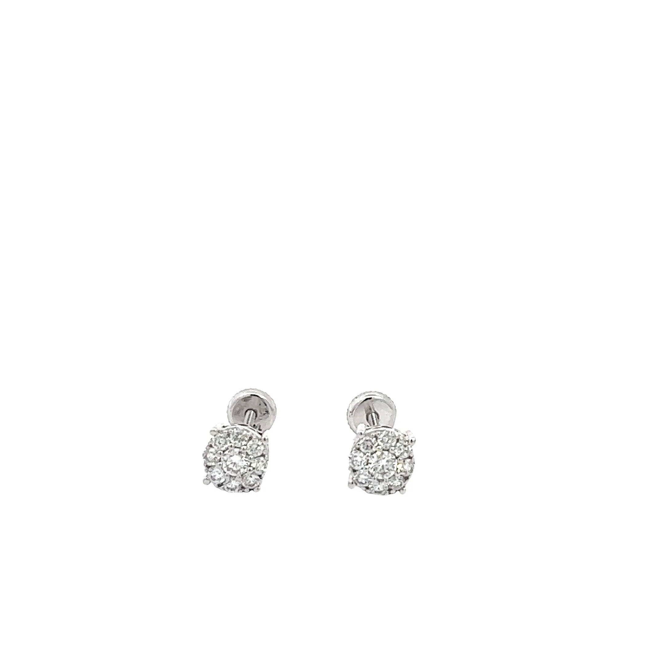 14K GOLD DIAMOND FLEUR DIAMOND EARRINGS 0.55 CT