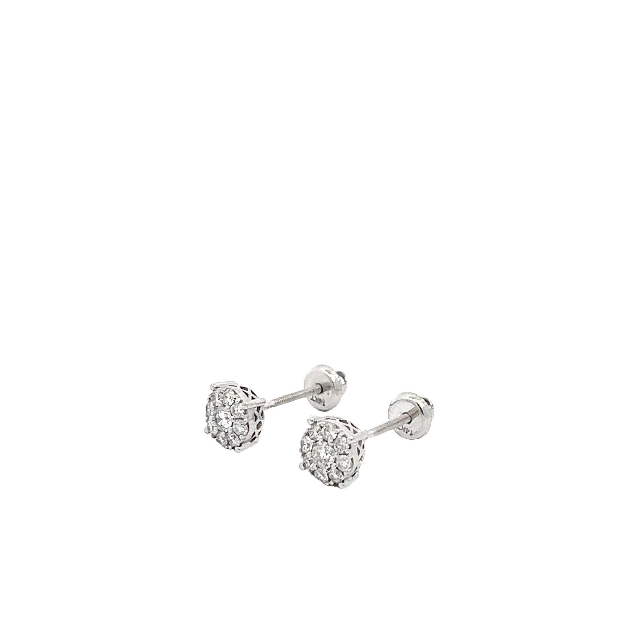 14K GOLD DIAMOND FLEUR DIAMOND EARRINGS 0.55 CT - Image 3