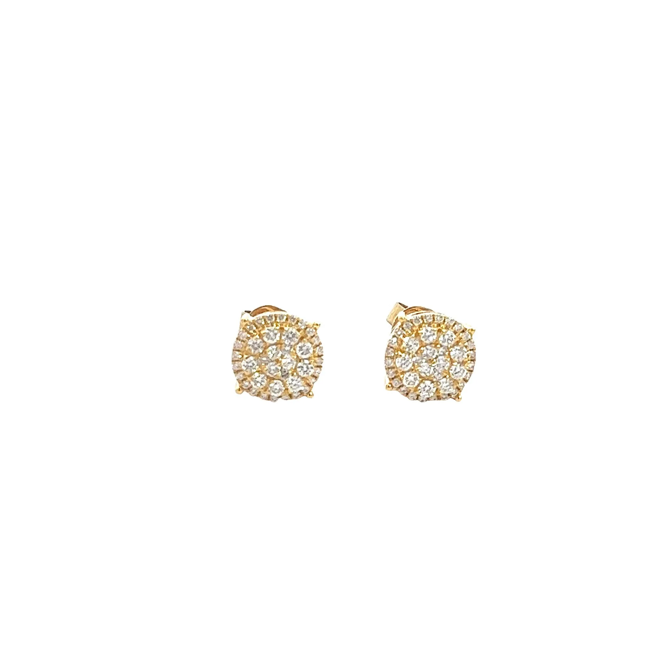 14K GOLD DIAMOND ROUND CLUSTER EARRINGS WITH HALO 0.65 CT