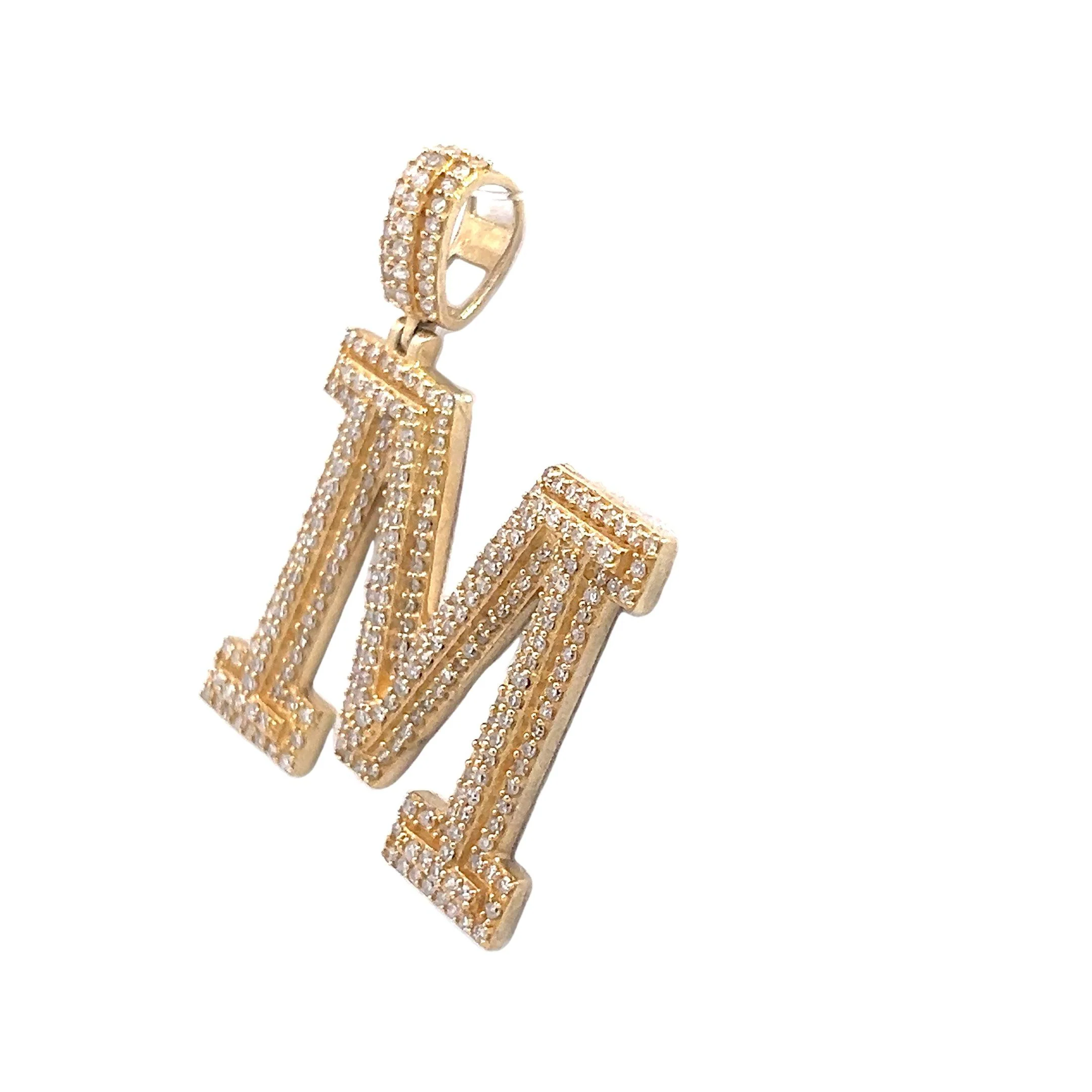 10K GOLD DIAMOND LETTER "M" PENDANT 1.53 CT - Image 2