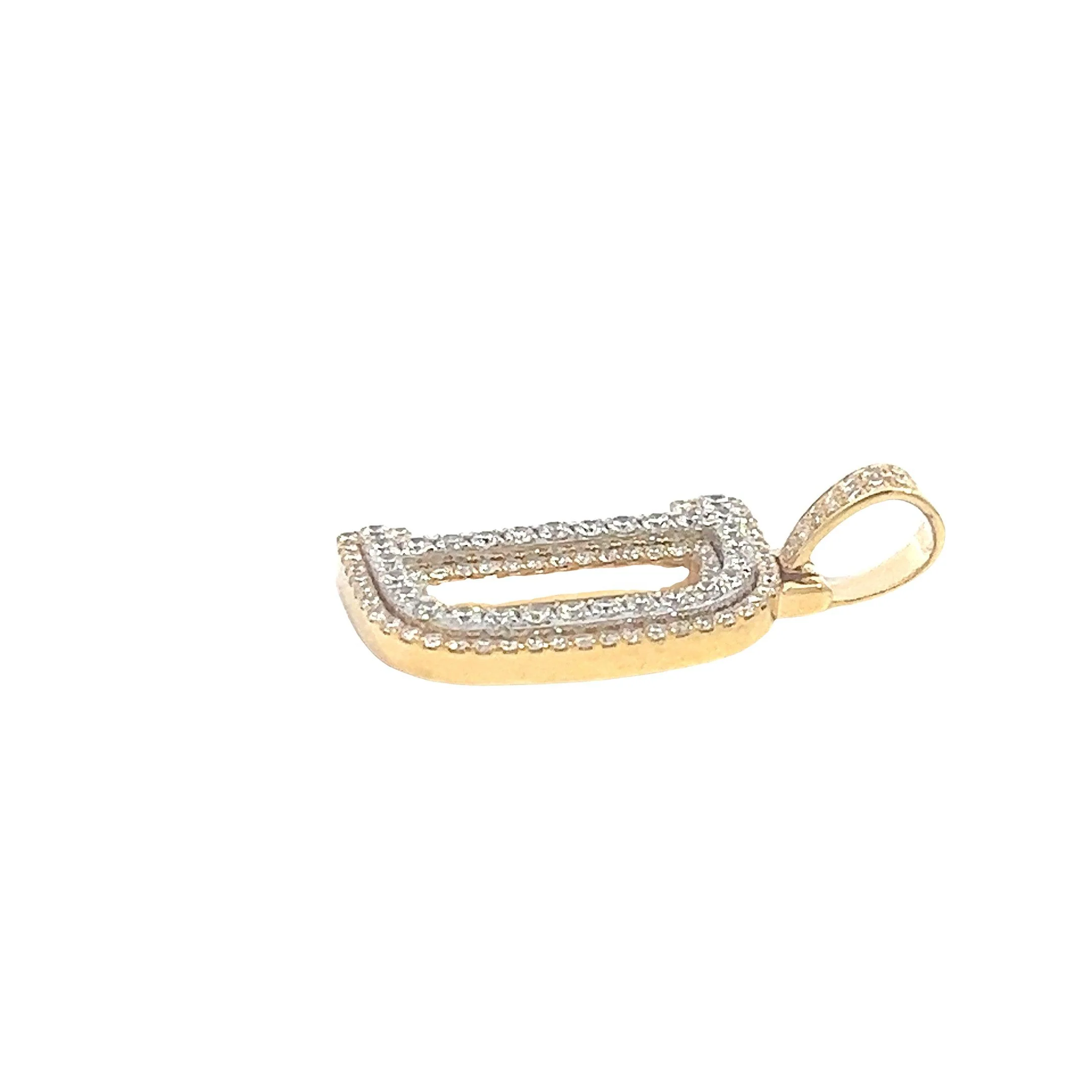 14K TWO-TONE DIAMOND 3-D LETTER "D" PENDANT 0.90 CT - Image 4