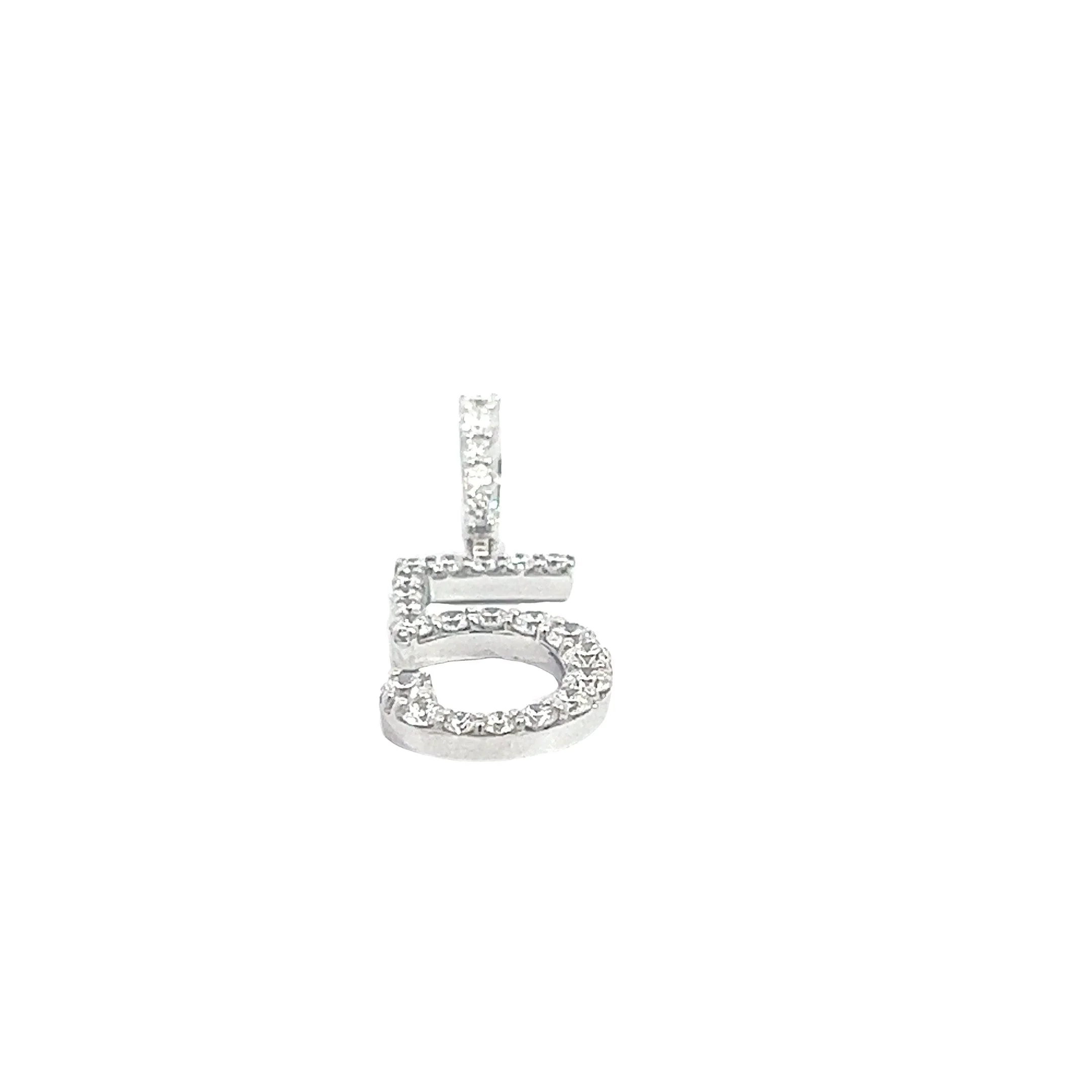 14K GOLD DIAMOND NUMBER "5" PENDANT 1.06 CT - Image 2
