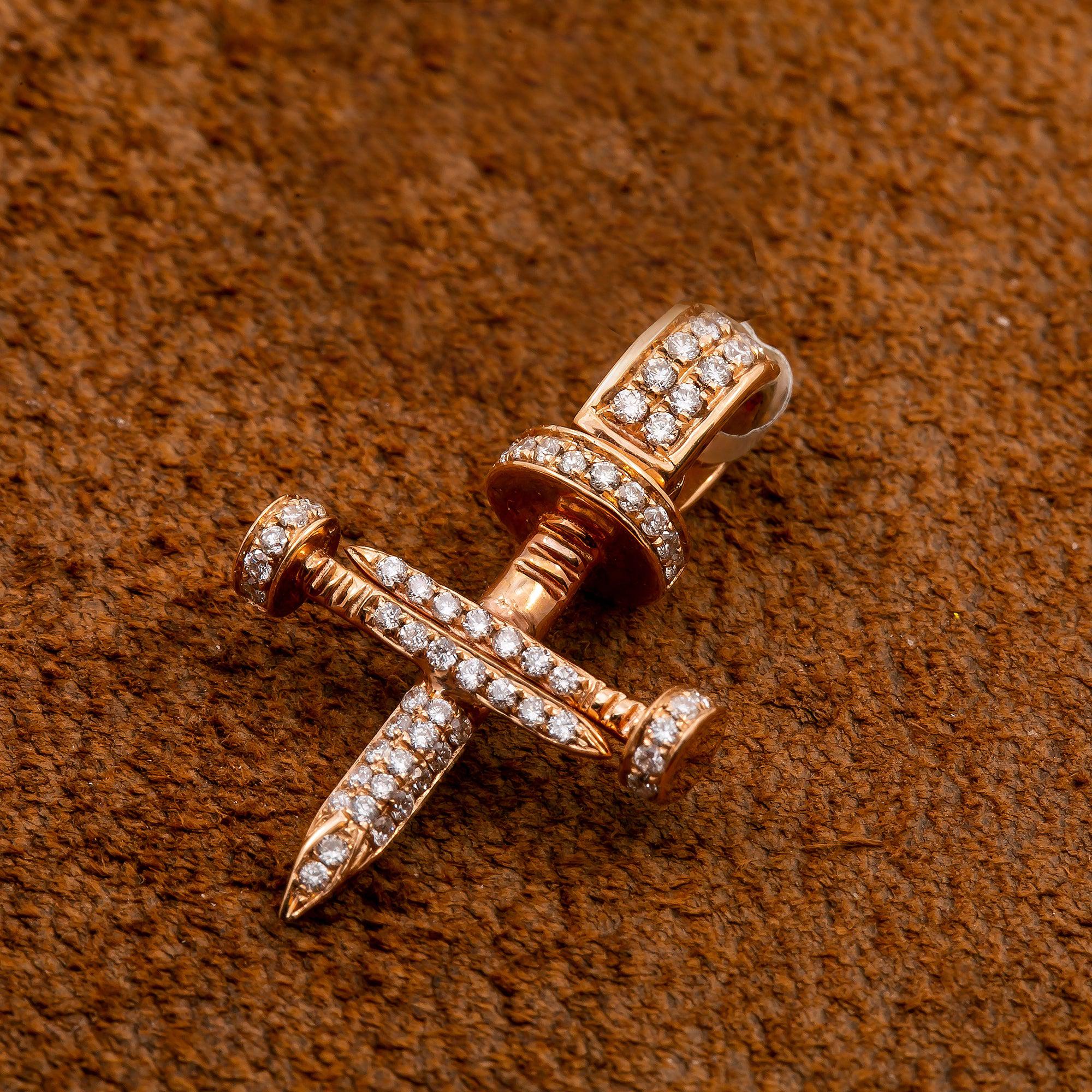 Unisex 14K Rose Gold Cross Pendant with 0.26 CT Diamonds - Image 2