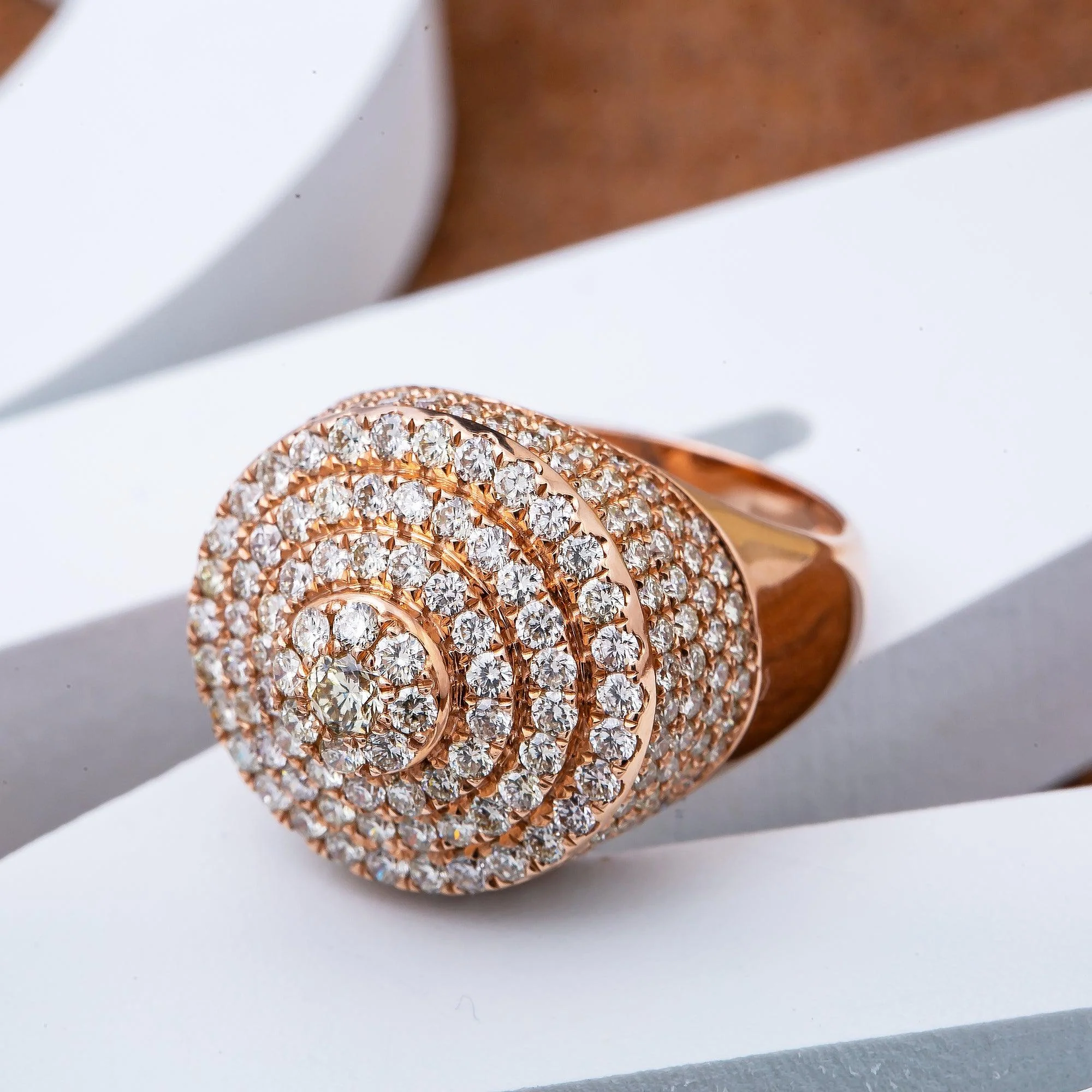 Men's 14K Rose Gold 4.32 CT Diamonds Fancy Statement Ring - Image 2