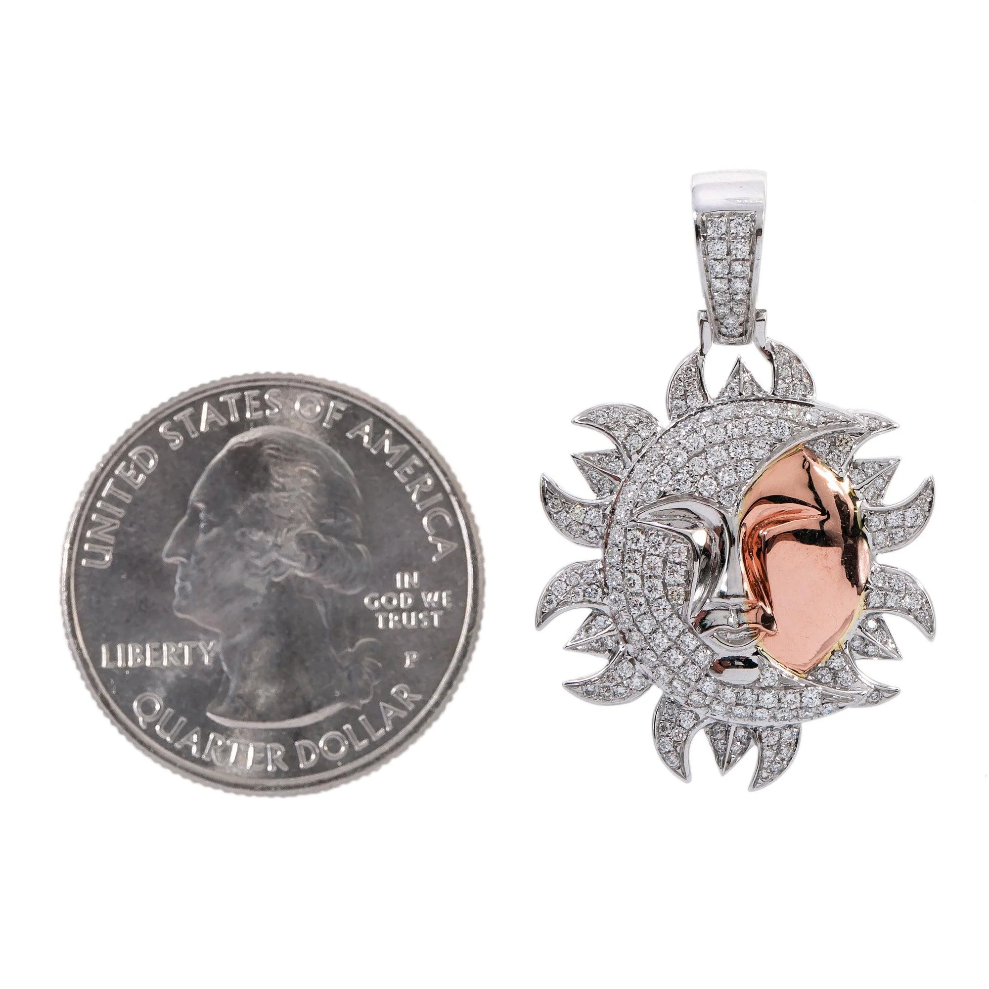 Unisex 14K White and Rose Gold Pendant with 1.41 CT Diamonds - Image 2