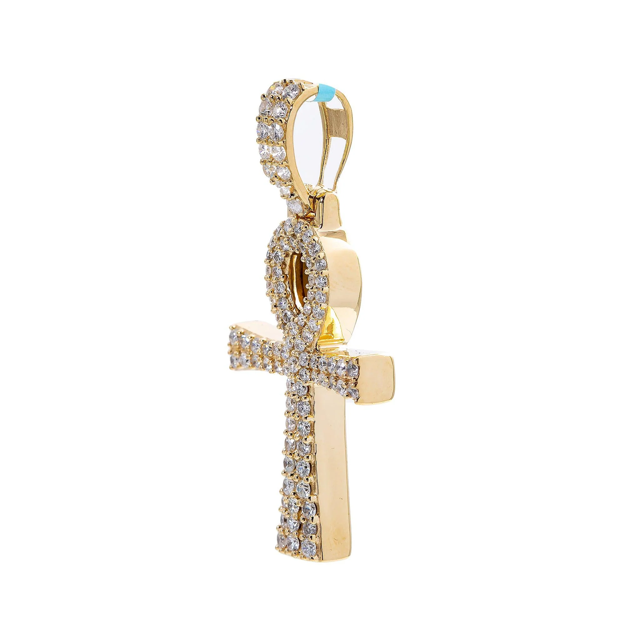 Unisex 14K Yellow Gold Ankh Pendant with 0.10 CT Diamonds - Image 2