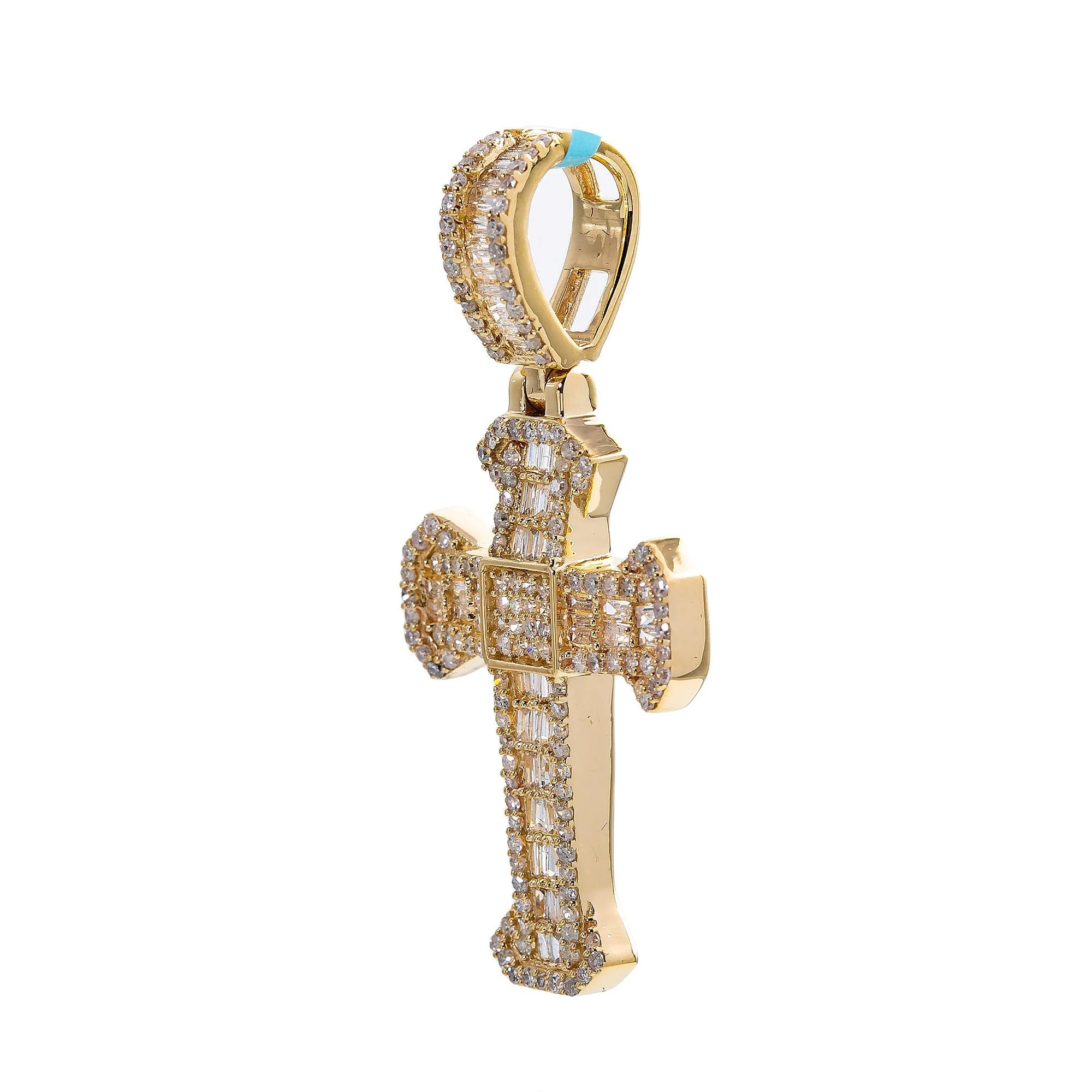 Unisex 14K Yellow Gold Cross Pendant with 0.66 CT Diamonds - Image 3