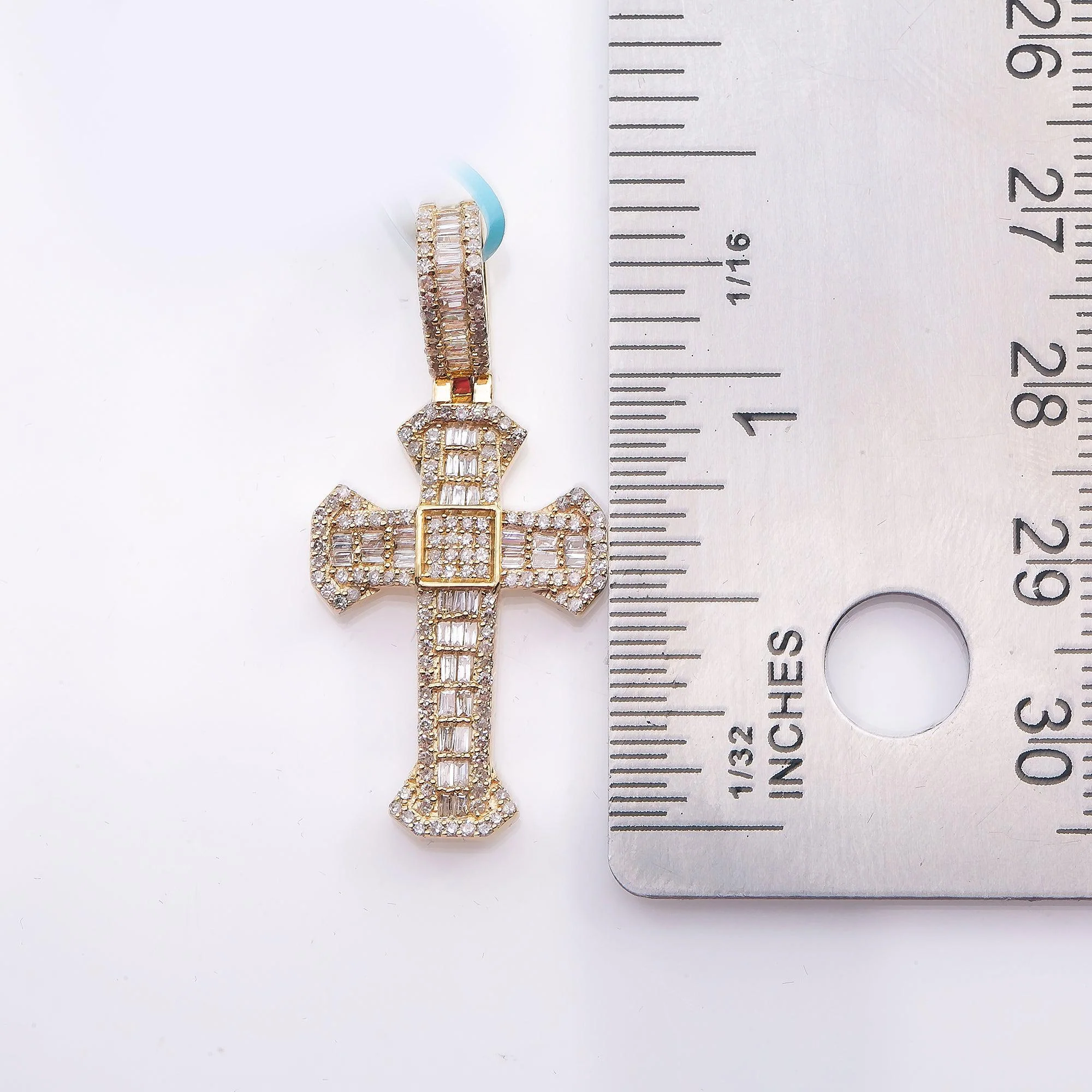 Unisex 14K Yellow Gold Cross Pendant with 0.66 CT Diamonds - Image 4