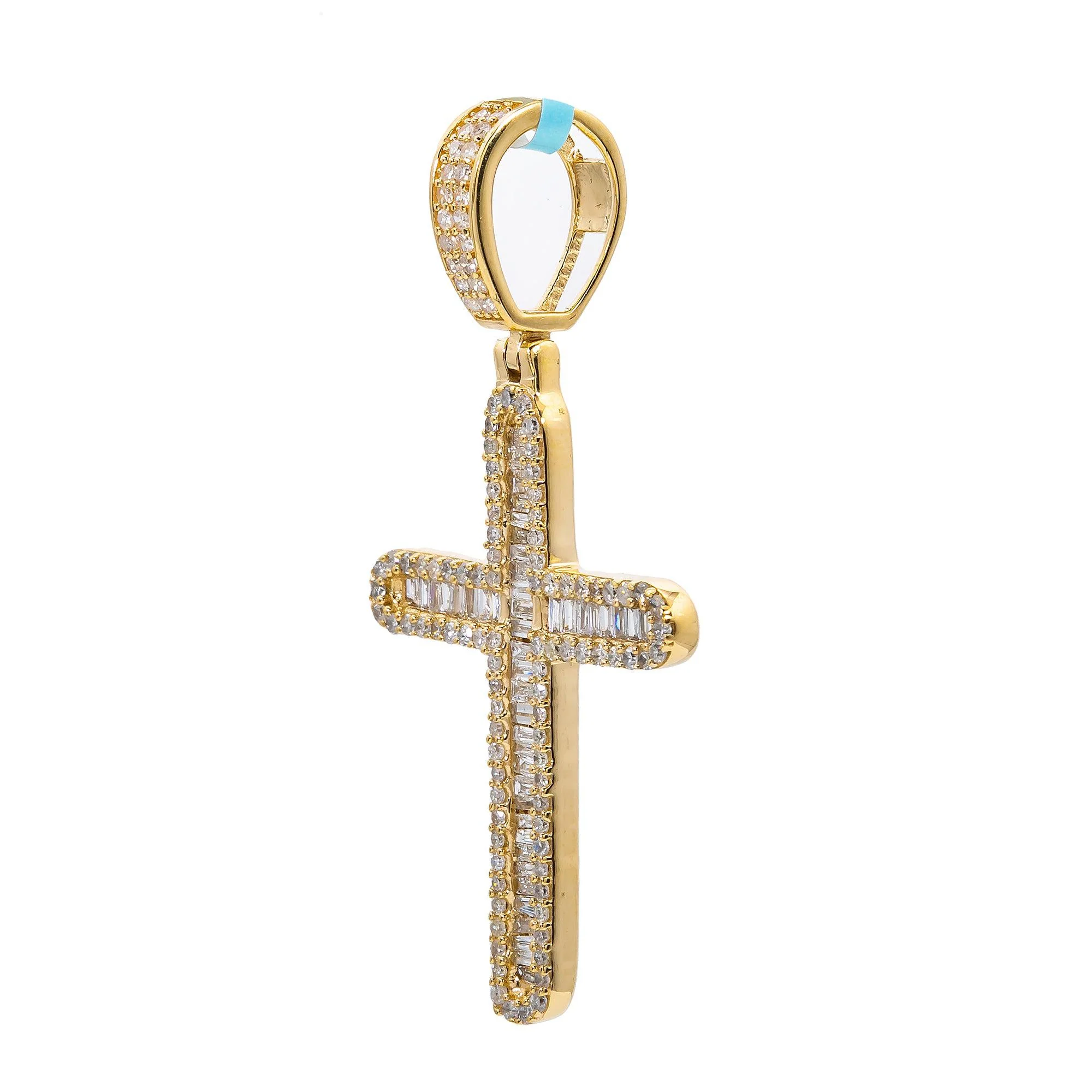 Unisex 14K Yellow Gold Cross Pendant with 0.79 CT Diamonds - Image 3