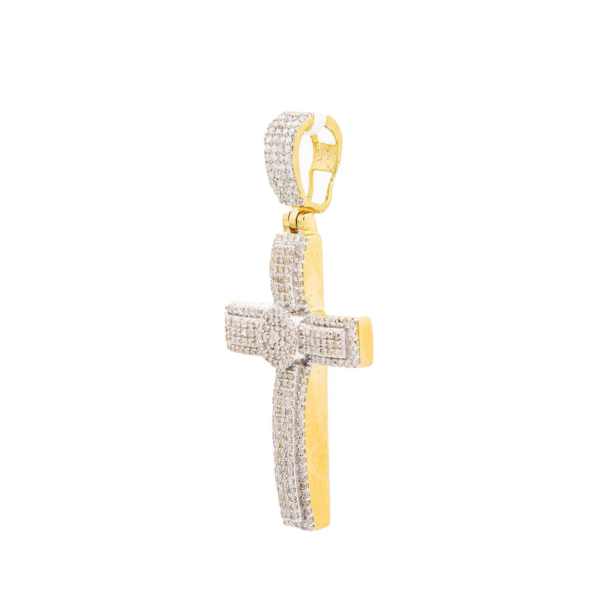 Unisex 14K Yellow Gold Cross Pendant with 0.82 CT Diamonds - Image 2