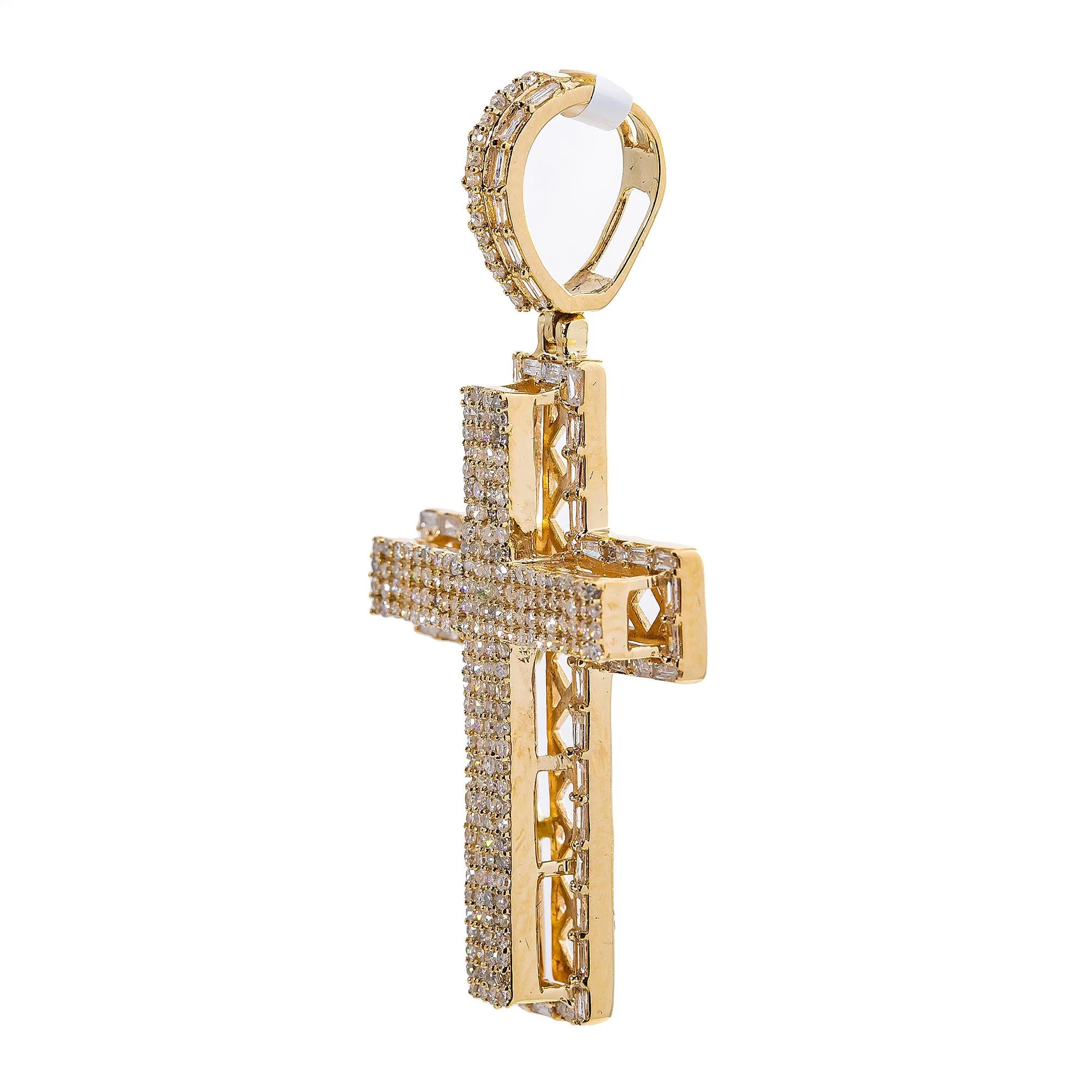 Unisex 14K Yellow Gold Cross Pendant with 1.11 CT Diamonds - Image 3