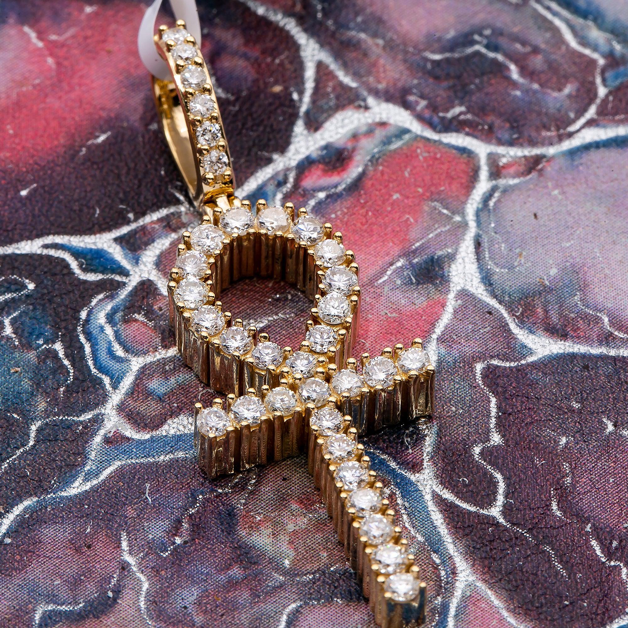 Unisex 14K Yellow Gold Ankh Pendant with 1.22 CT Diamonds - Image 2
