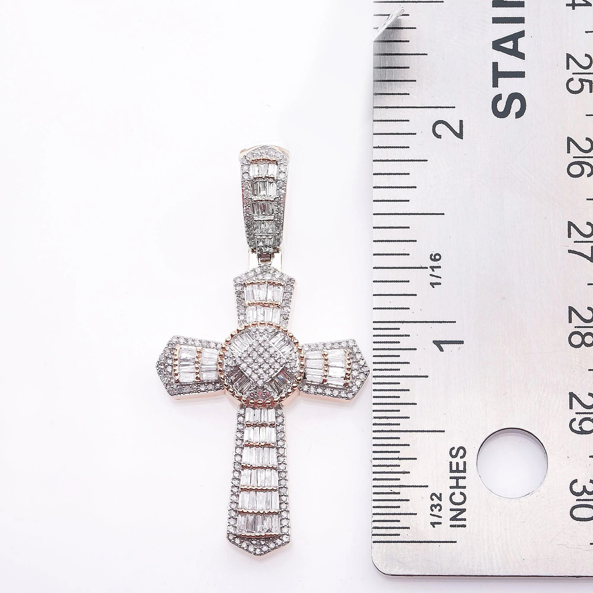 Unisex 14K Rose Gold Cross Pendant with 1.23 CT  Diamonds - Image 4