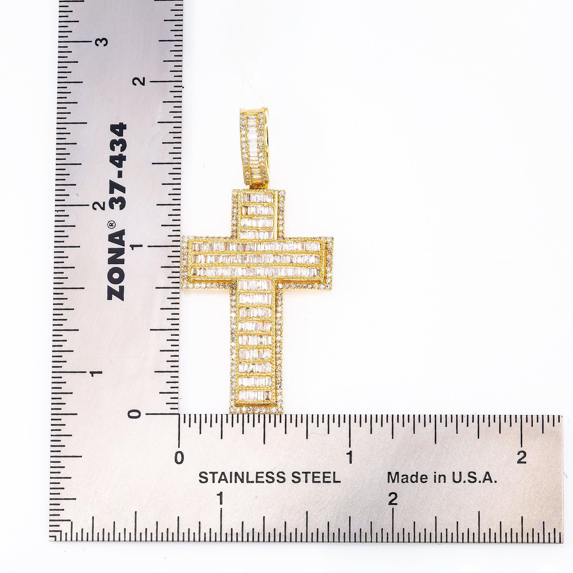 Unisex 14K Yellow Gold Cross Pendant with 1.42 CT Diamonds - Image 4