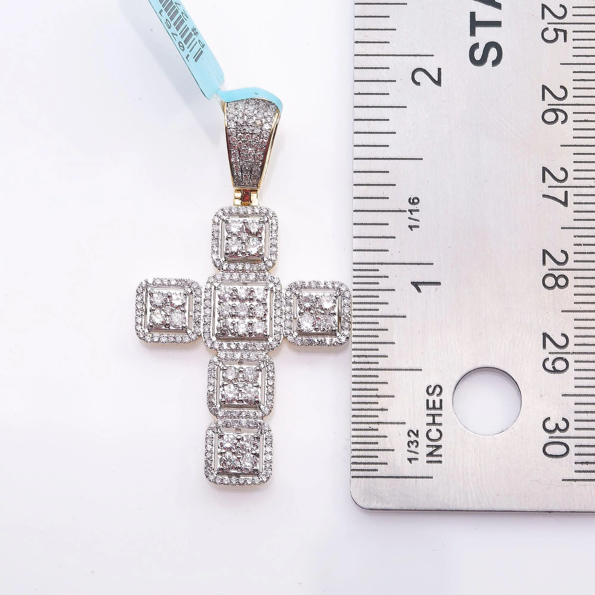 Unisex 14K Yellow Gold Cross Pendant with 1.78 CT Diamonds - Image 4