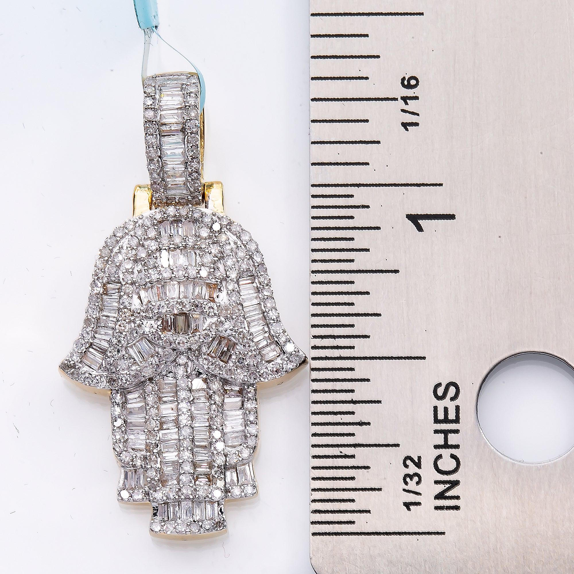Unisex 10K Yellow Gold Hamsa Pendant with 1.14 CT Diamonds - Image 4