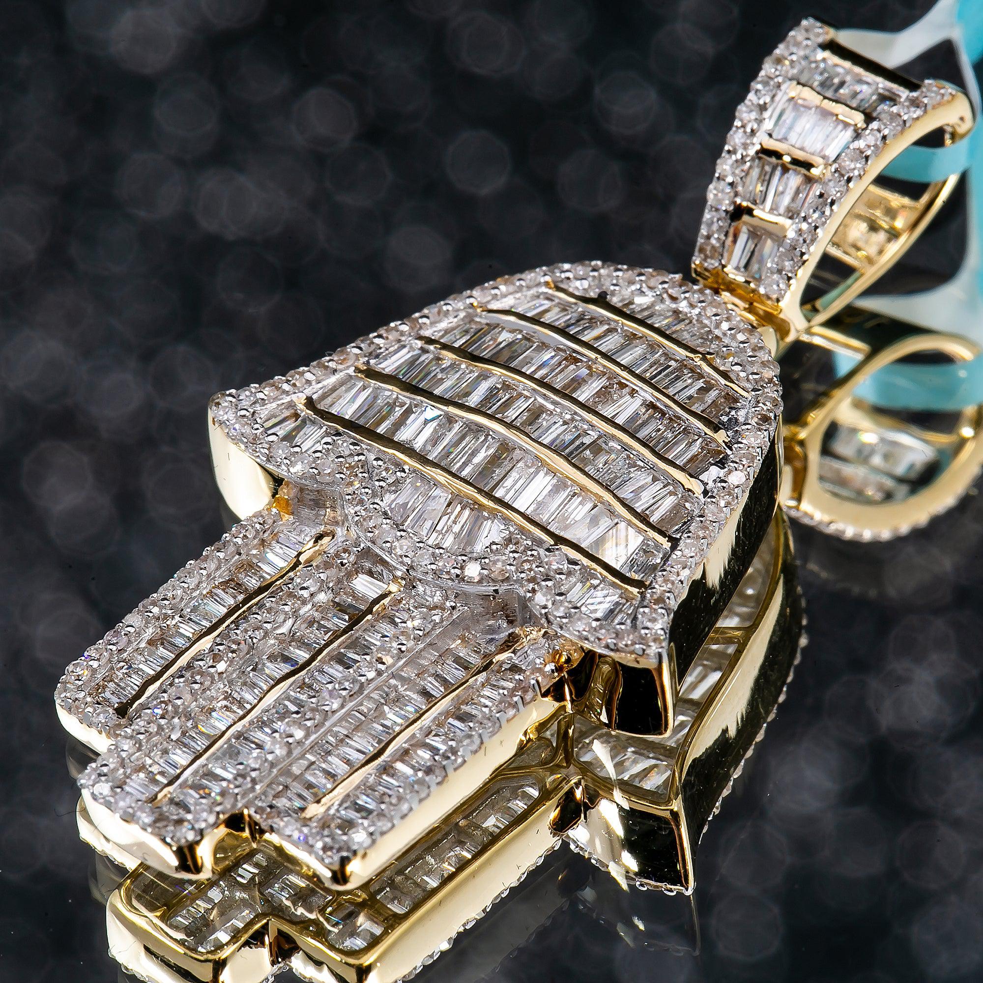 Unisex 14K Yellow Gold Hamsa Pendant with 1.41 CT Diamonds - Image 3
