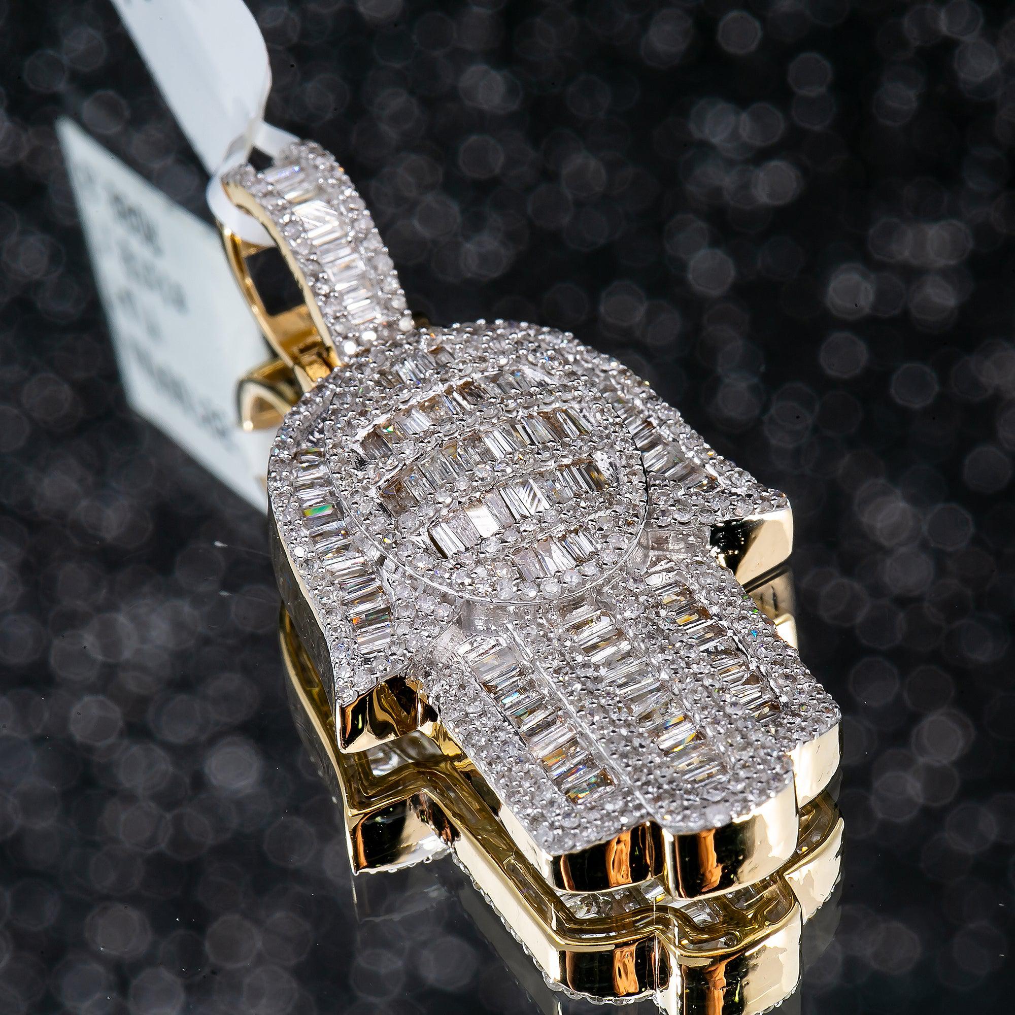 Unisex 14K Yellow Gold Hamsa Pendant with 1.41 CT Diamonds - Image 2