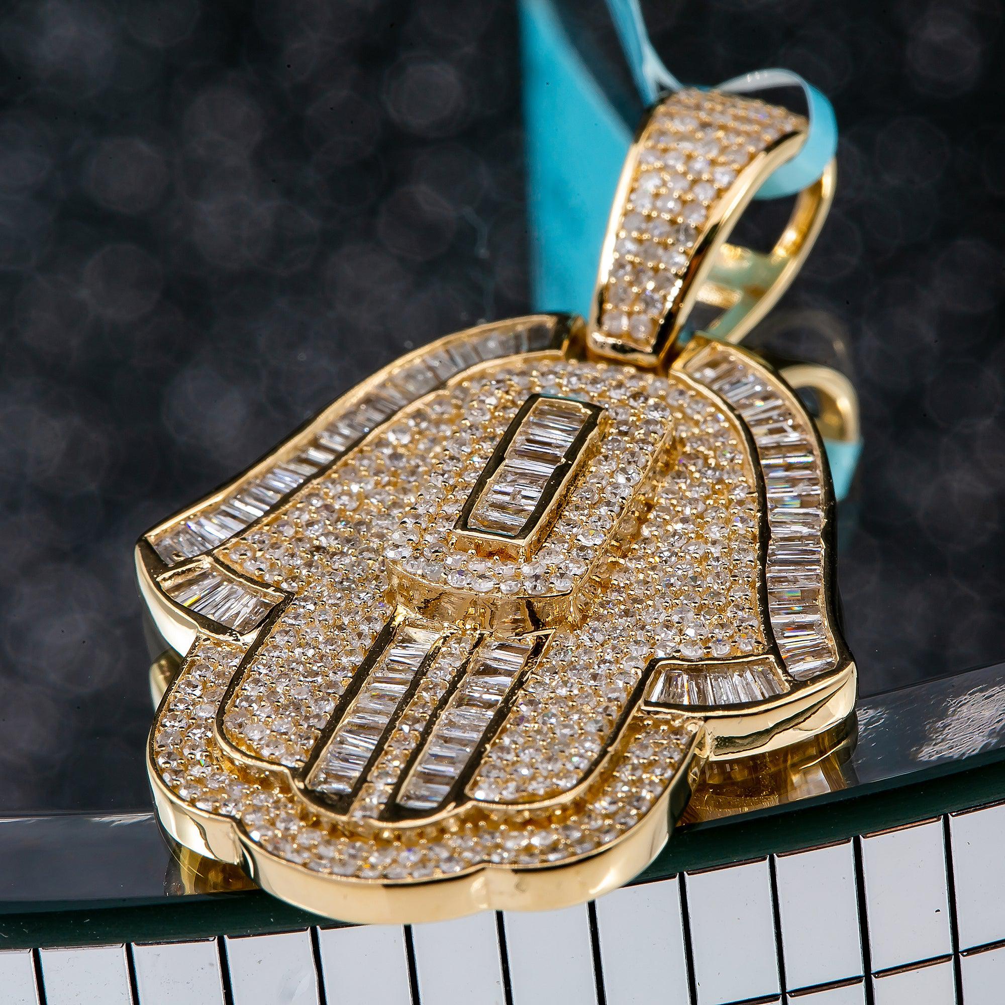 Unisex 14K Yellow Gold Hamsa Pendant with 1.94 CT Diamonds - Image 3
