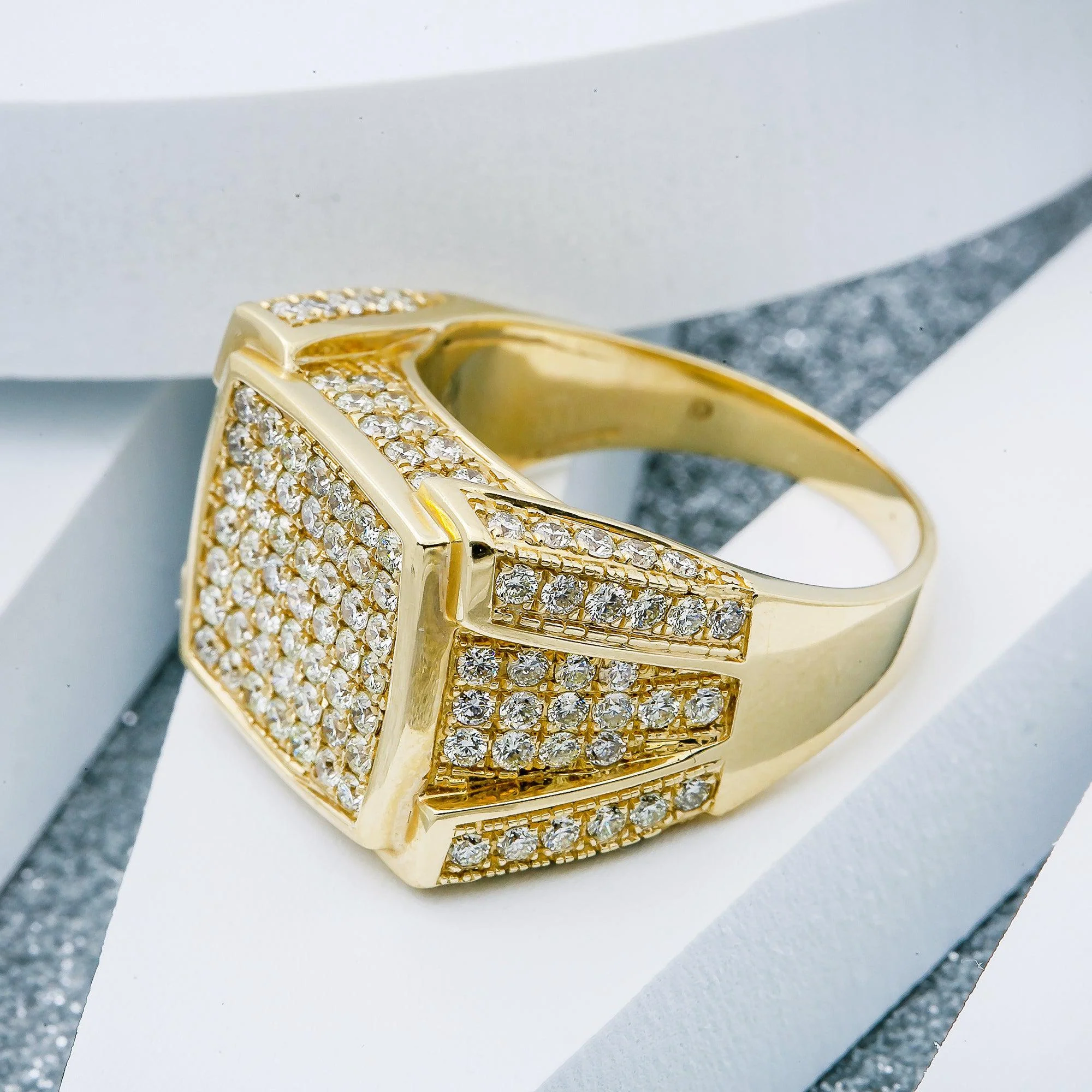 Unisex 14K Yellow/ Rose Gold Fancy Diamond Ring - Image 2