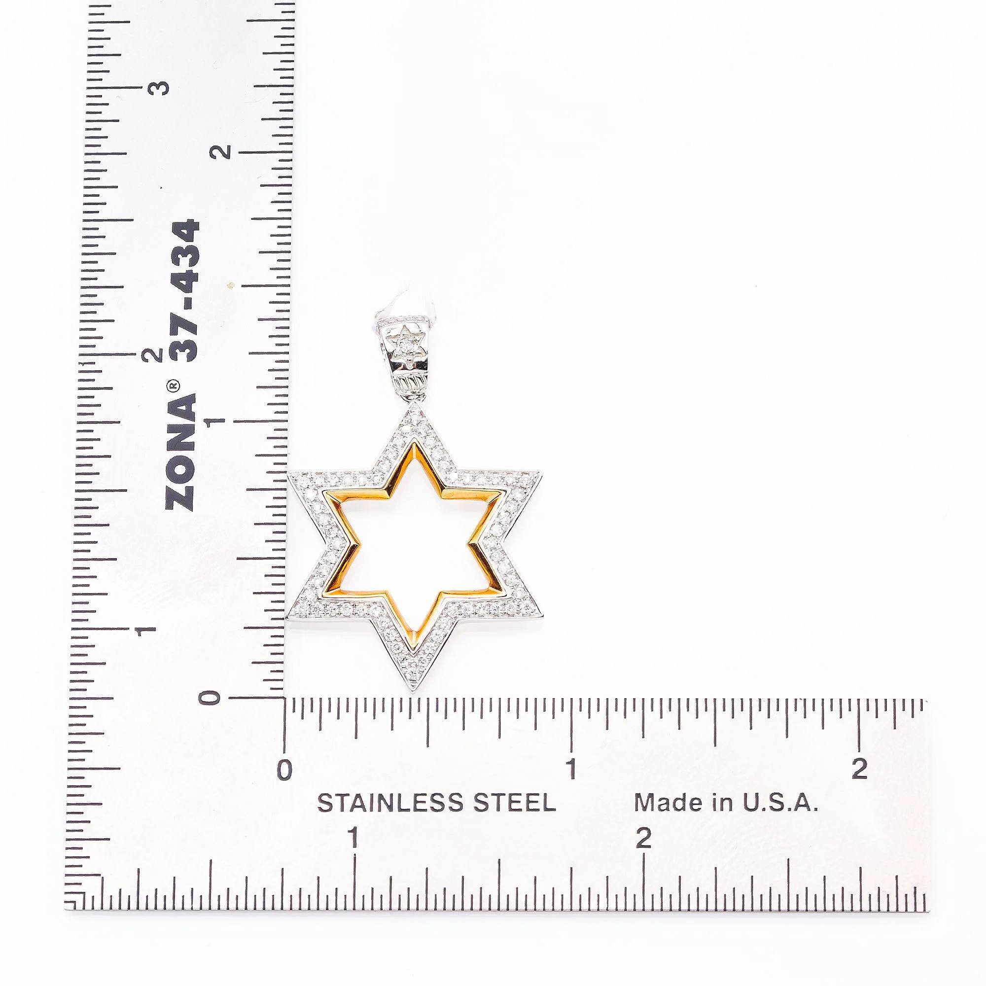 Unisex 18K White & Rose Gold Magen David Pendant 0.39 CT Diamond's - Image 3