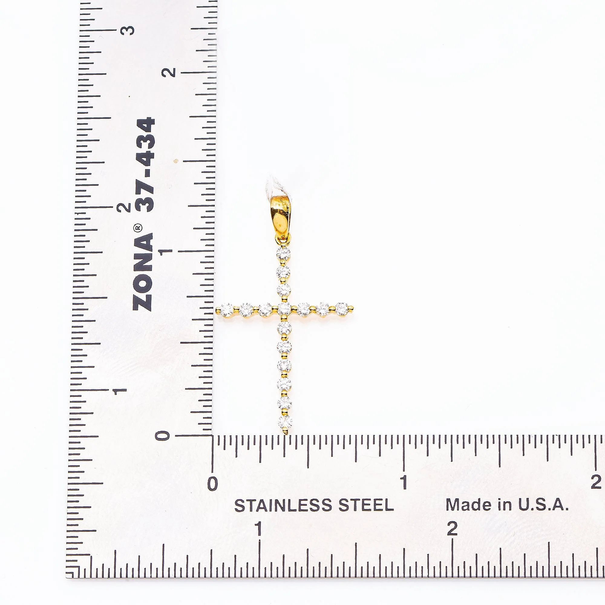Unisex 18K Yellow Gold Cross Pendant with 0.50 CT Diamonds - Image 3
