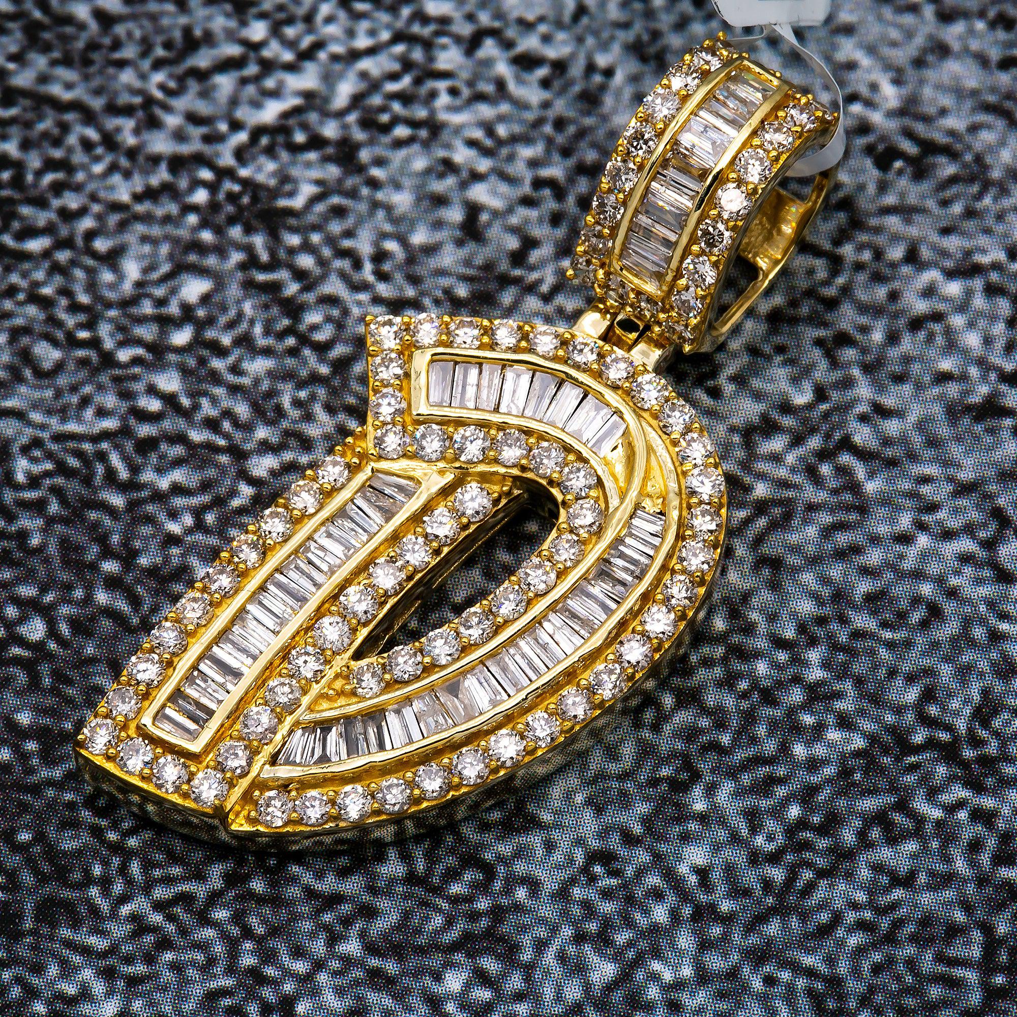 UNISEX DIAMOND INITIAL ITALIC D PENDANT WITH 1.85 CT DIAMONDS - Image 2