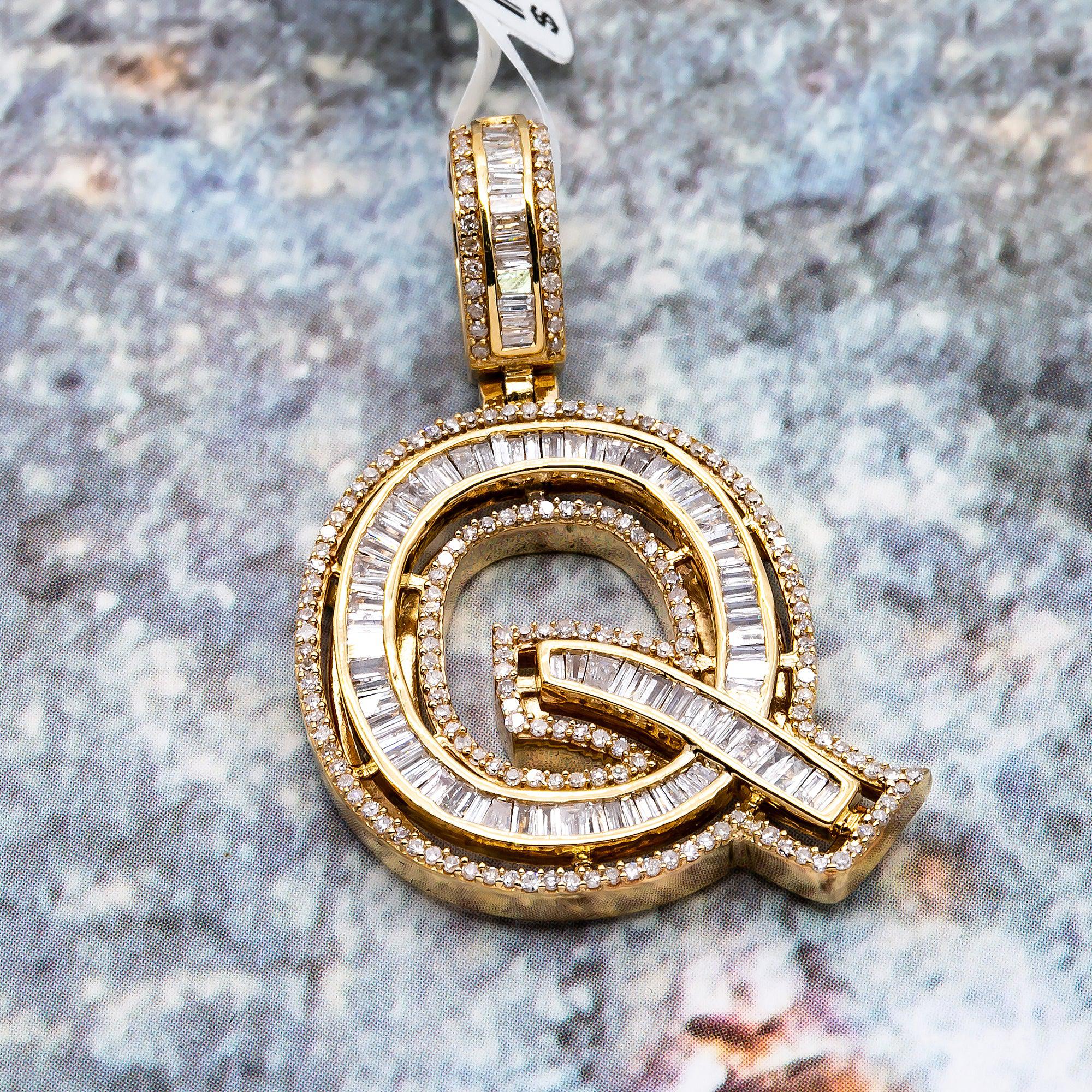 UNISEX DIAMOND INITIAL Q PENDANT WITH 1.38CT DIAMONDS - Image 3
