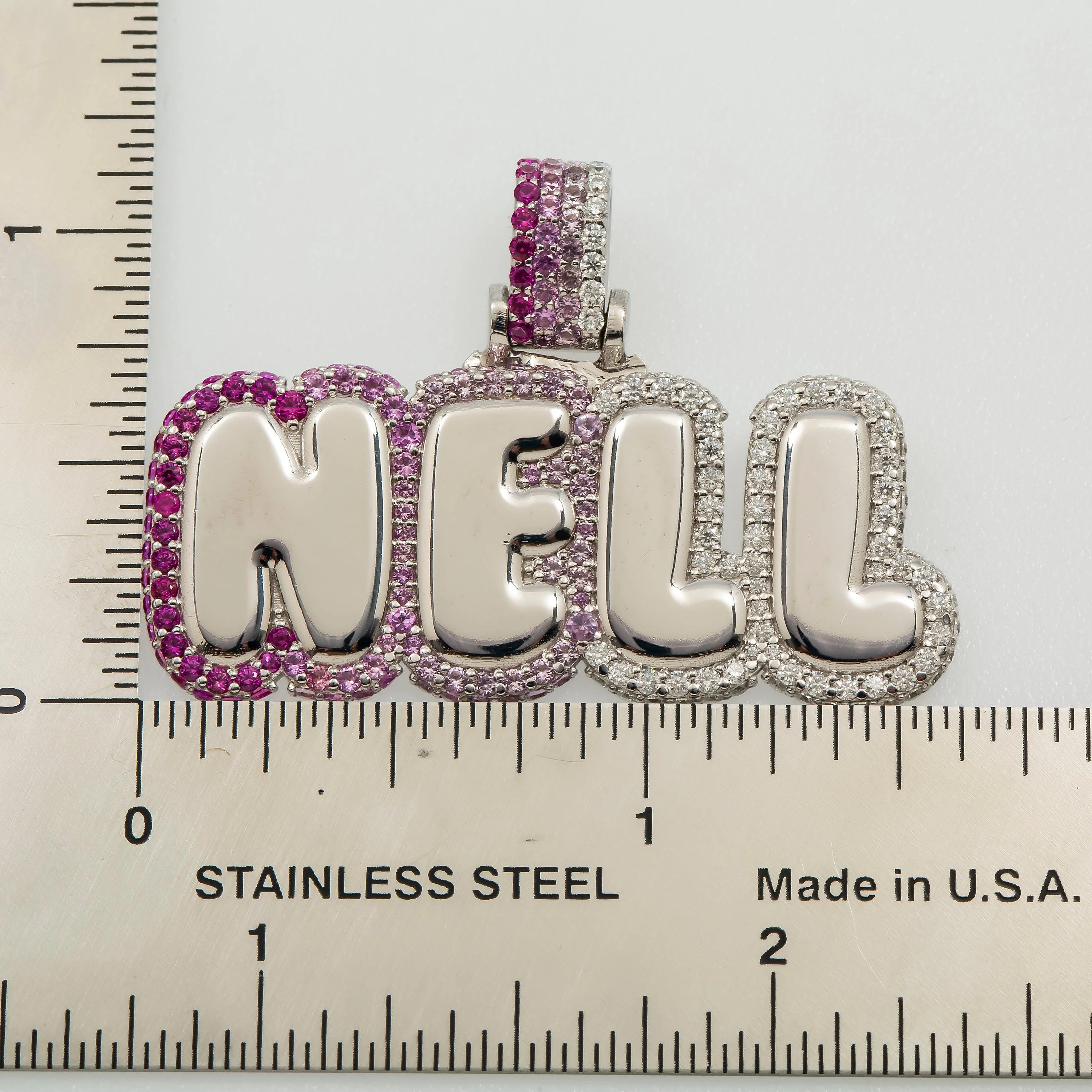WHITE GOLD ROUND DIAMOND NELL CUSTOM PENDANT - Image 4