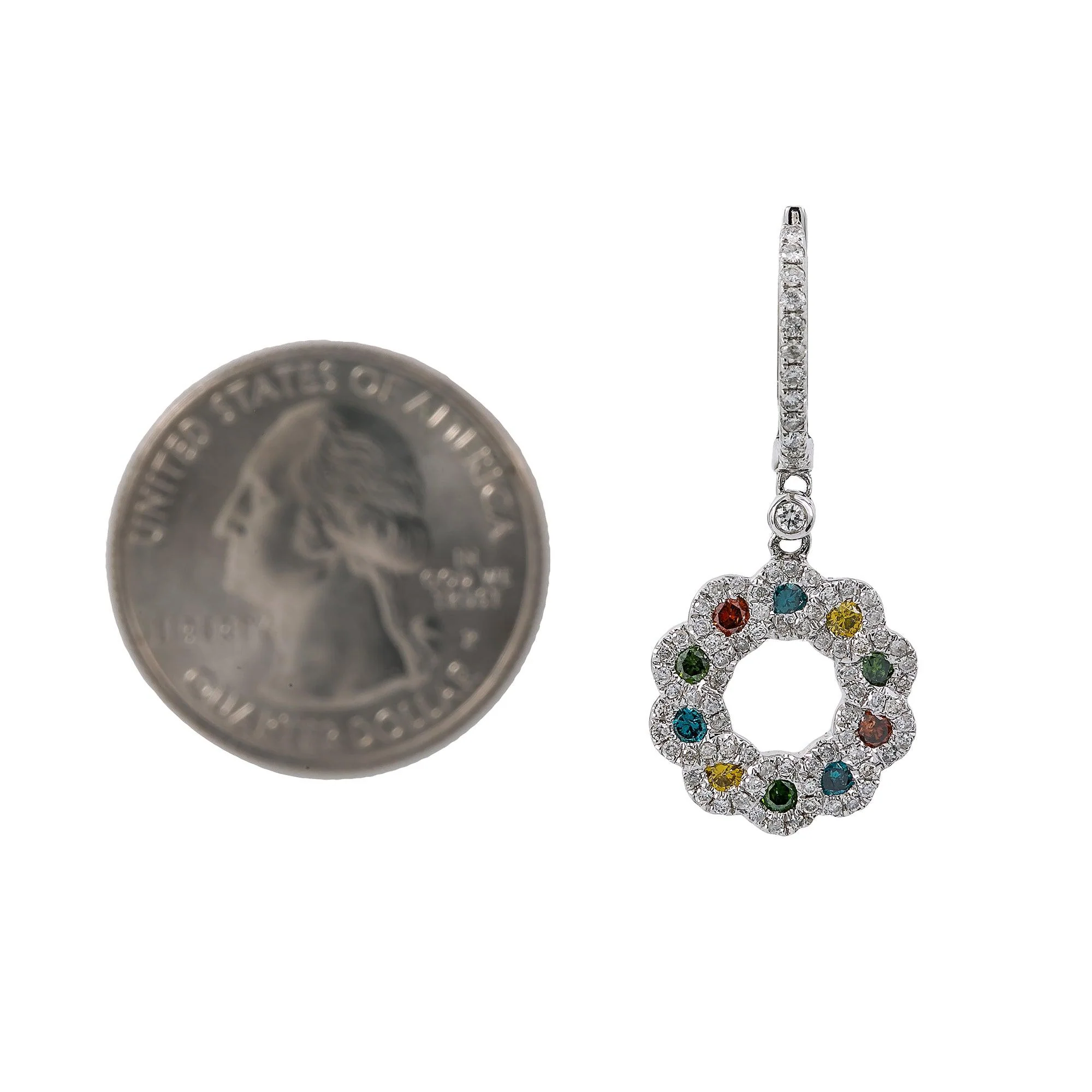 14K WHITE GOLD COLORED DIAMOND DROP EARRINGS 1.48 CTW - Image 3