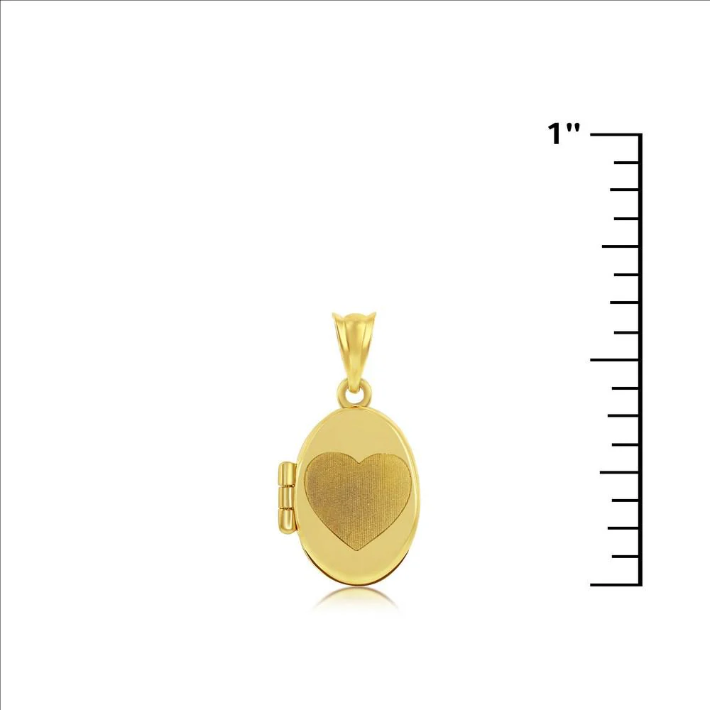 14K YELLOW GOLD MOM HEART OVAL SHAPED LOCKET PENDANT - Image 2