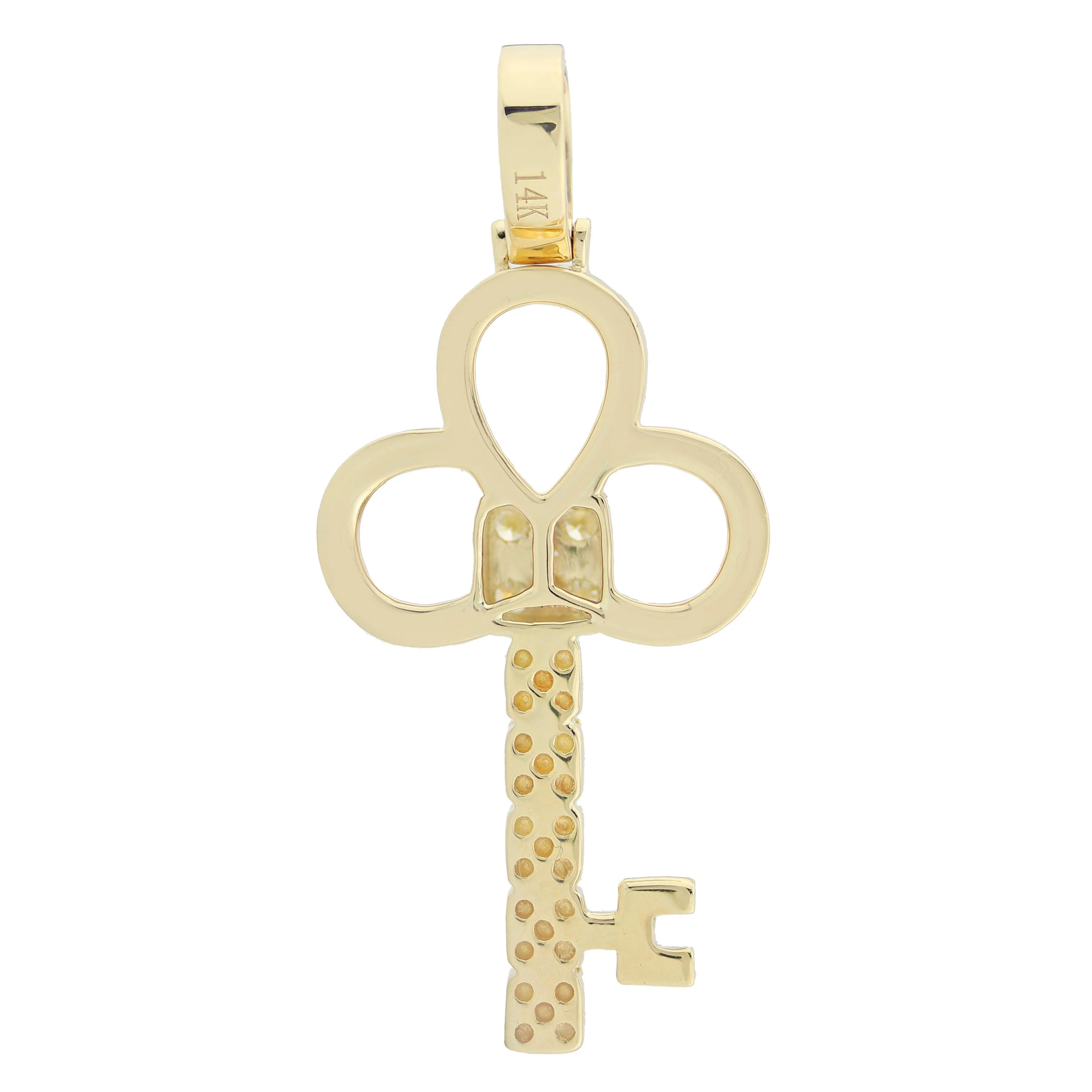 Yellow Gold Key Pendant with Diamonds Small - Image 3